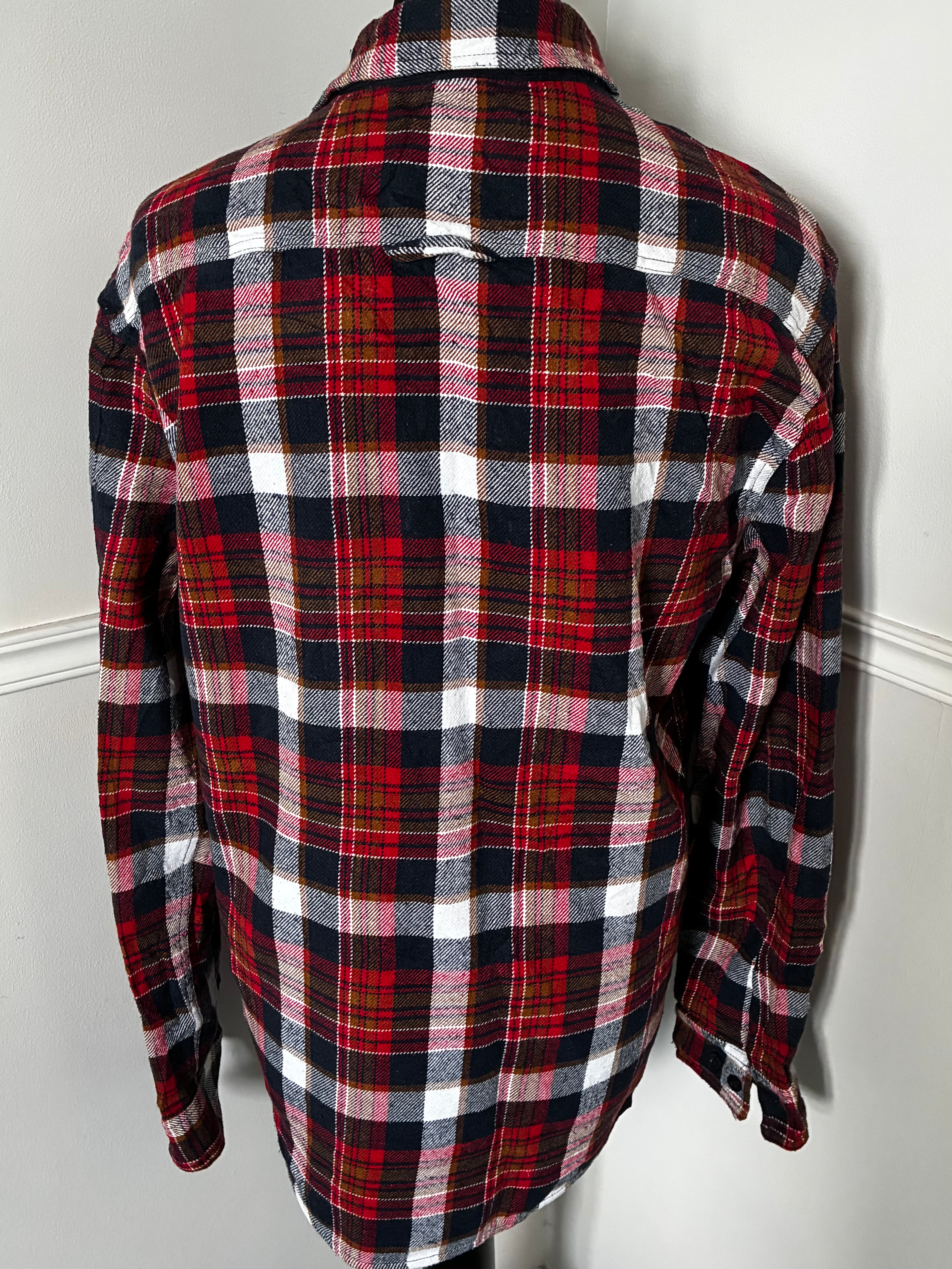 Thick Red/Blue/White Checked Flannel, XL