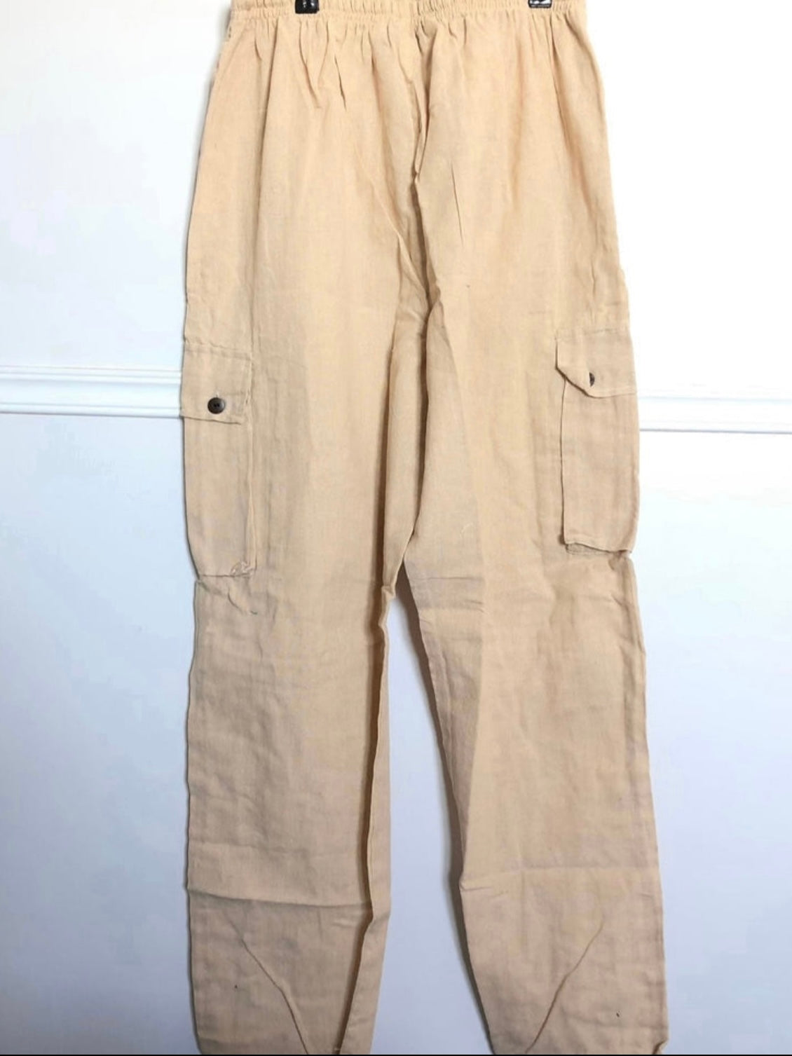 Beige Cotton Cargo Trousers, L