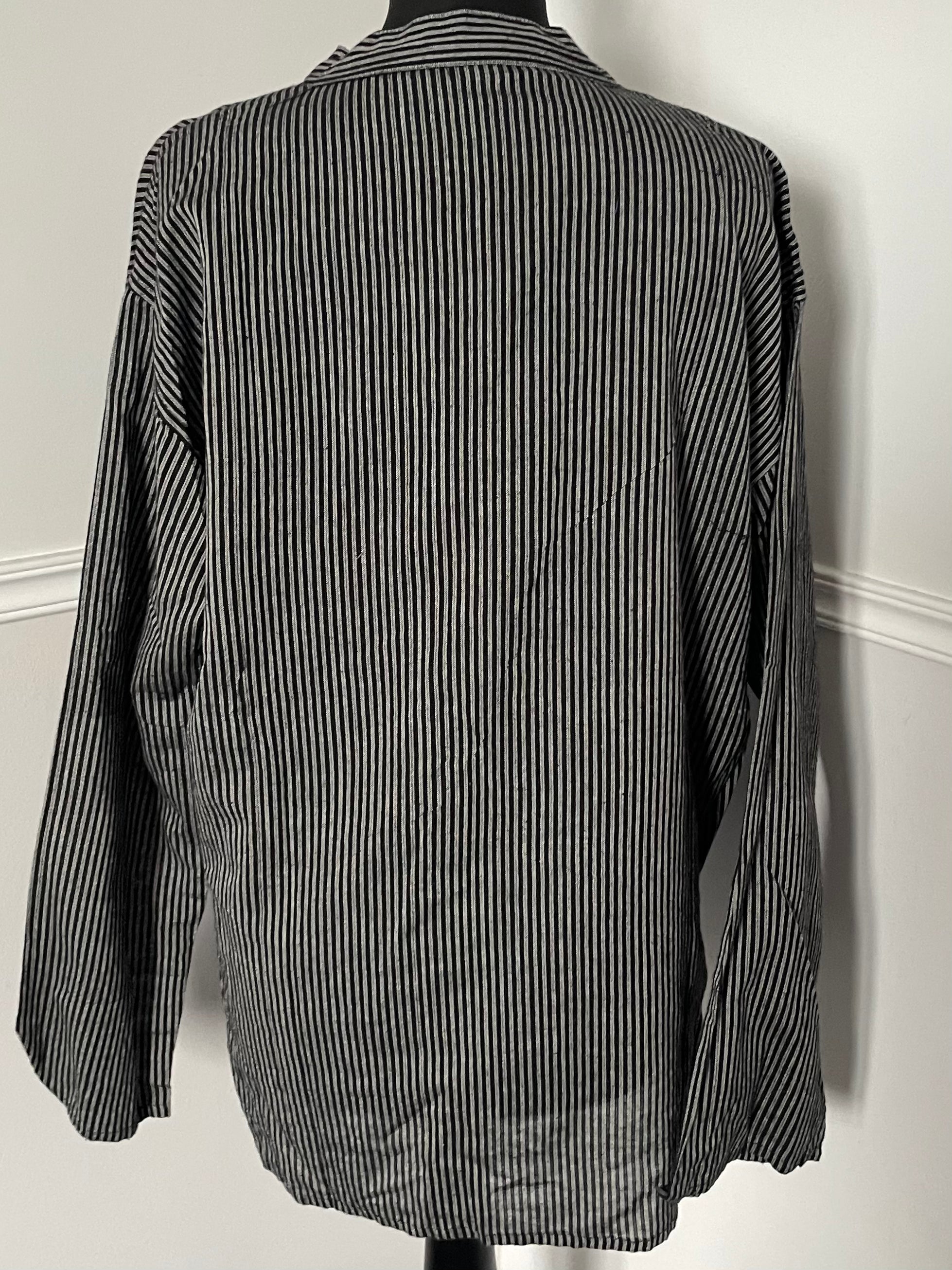 Black/Grey Stripe Cotton Shirt, L