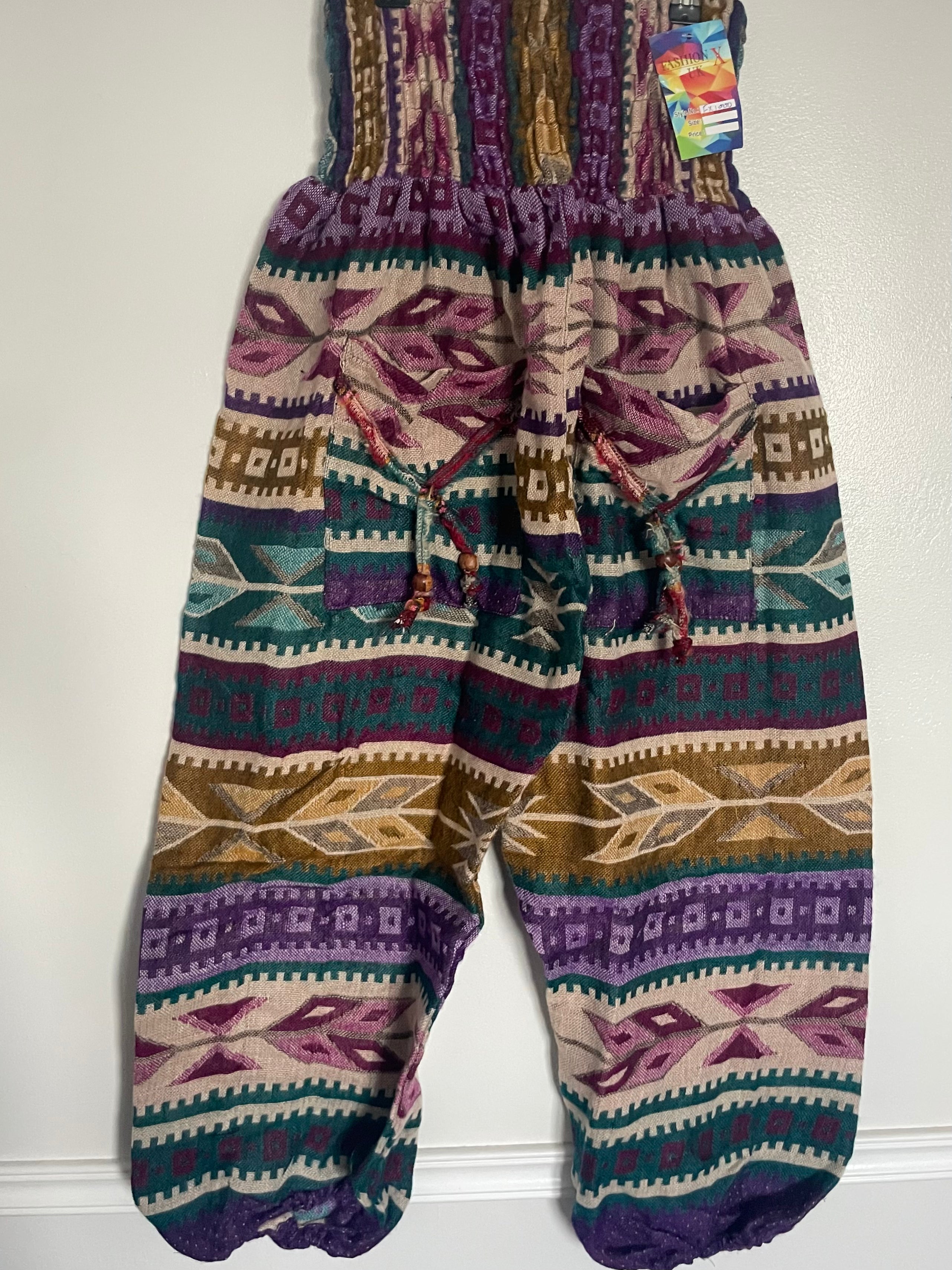 Snuggly Purple Aztec Cashmelon Trousers, 24-48” Waist