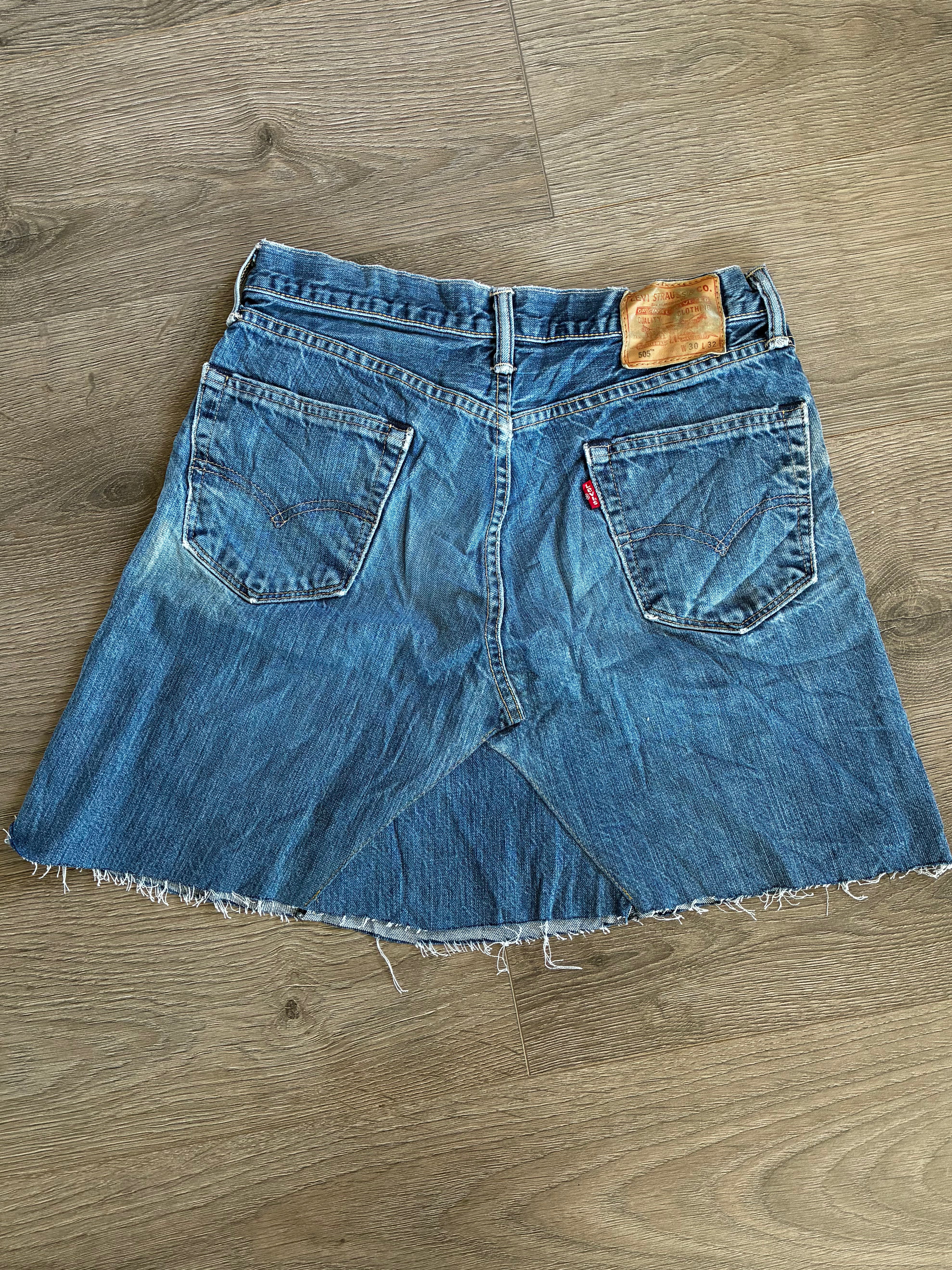 Vintage Up-cycled Levi's 505 Skirt, Blue, Size 10-12