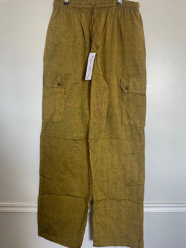 Olive Green Cotton Cargo Trousers, XL