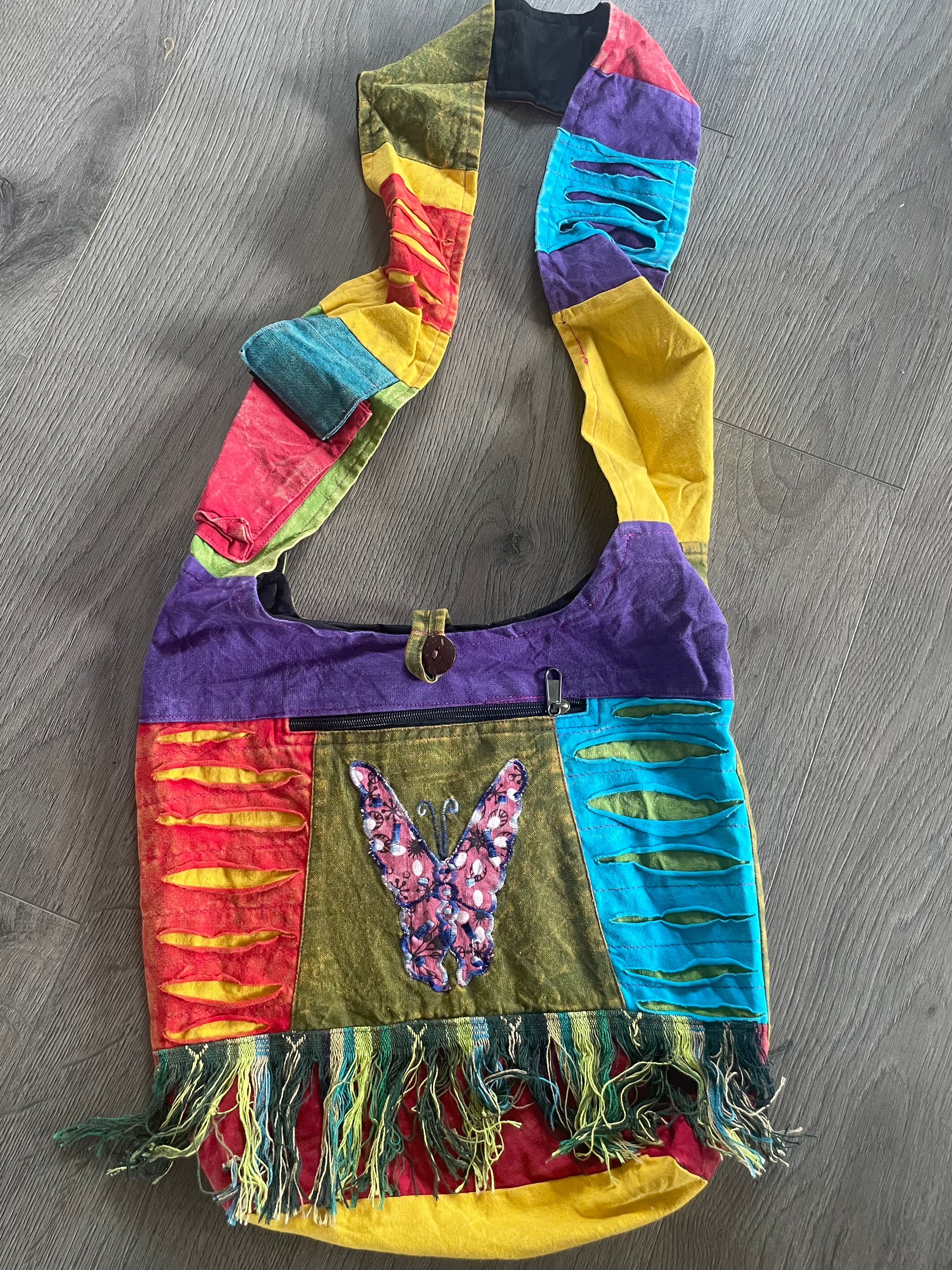 Hippy Butterfly Shoulder Bag with tassels