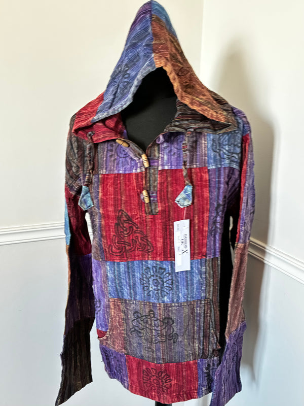 Patchwork Multi Hooded Shirt, S/M