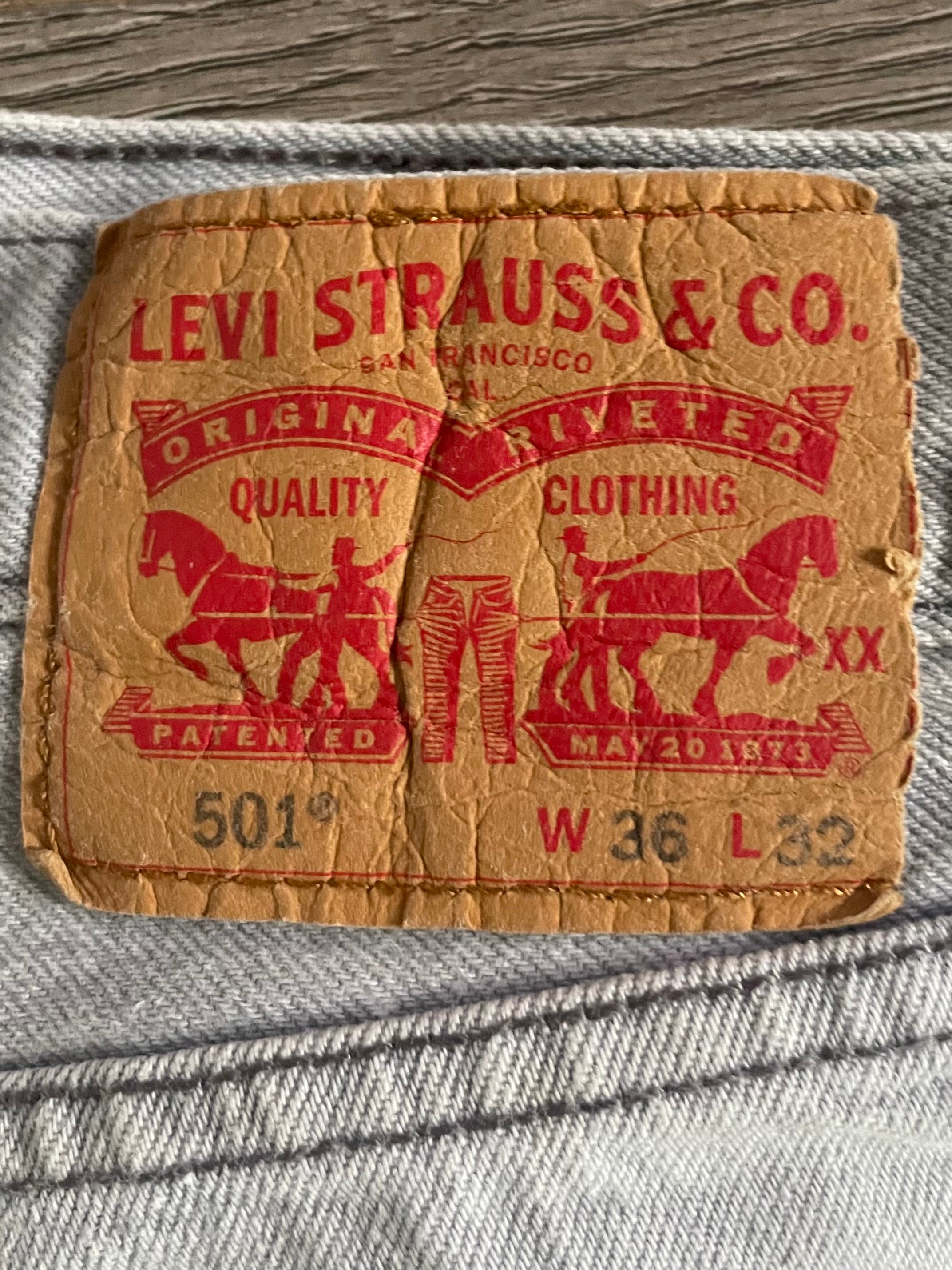 Vintage Levi's 501, Light Grey, Label - W36, L32, Actual Size - W35, L30