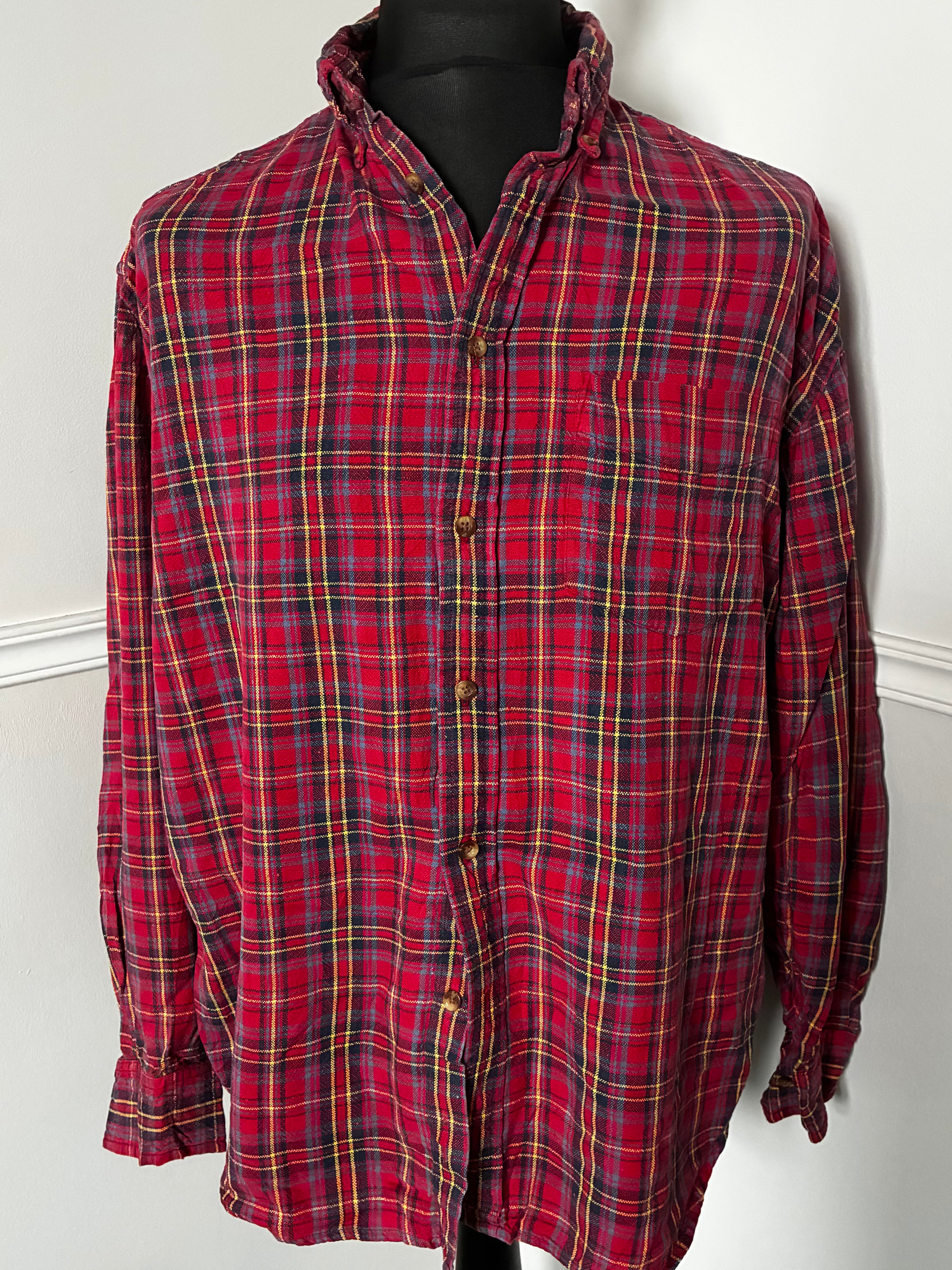 Thin Red Checked Flannel, 48" chest