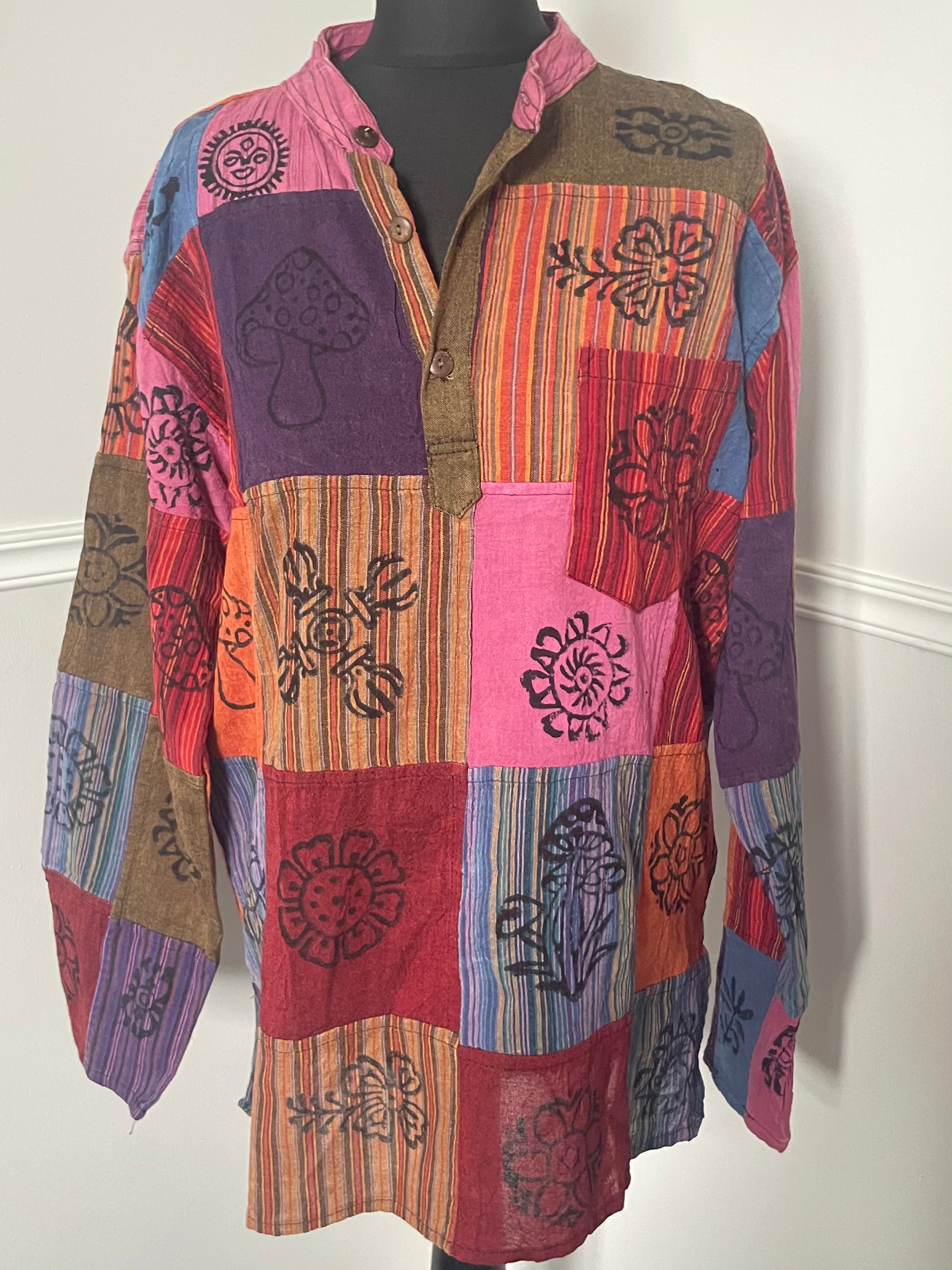 Patchwork Cotton Shirt, L