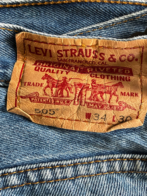 Vintage Levi's 505, Blue, Label - W34, L30, Actual Size - W35, L30