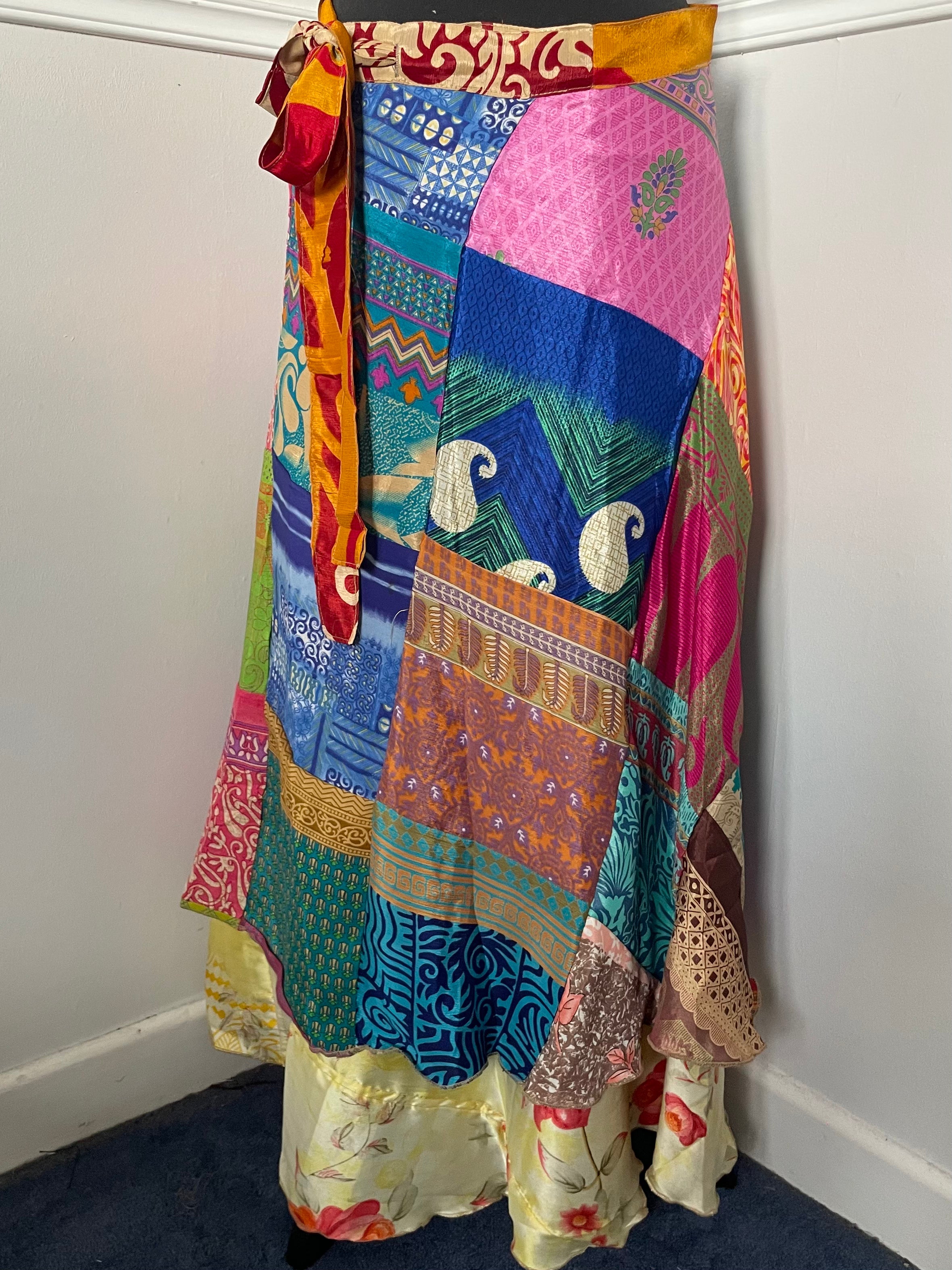 Saree Patch Wrap Skirt
