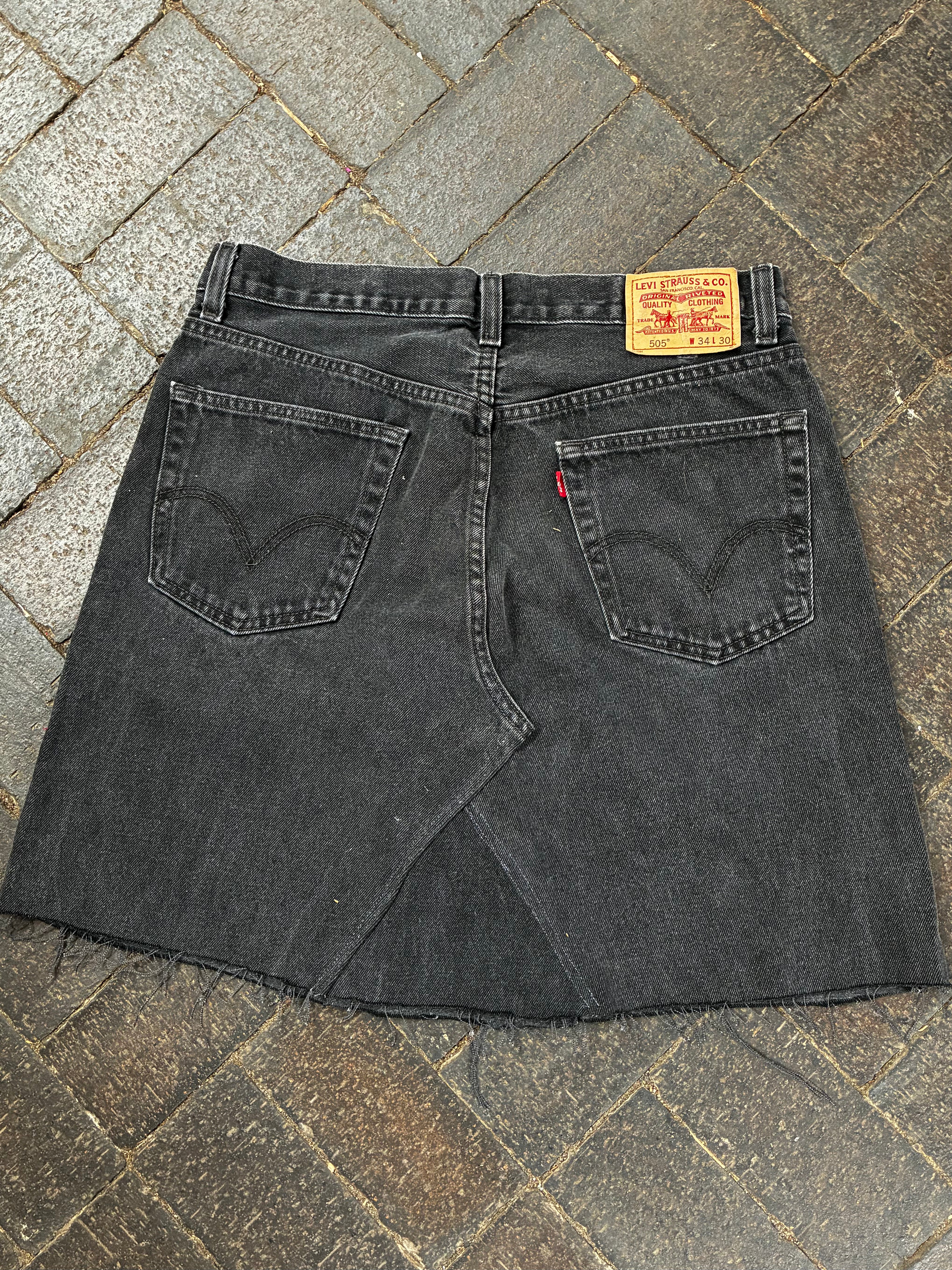 Vintage Up-cycled Levi's 505 Skirt, Black, Size 14