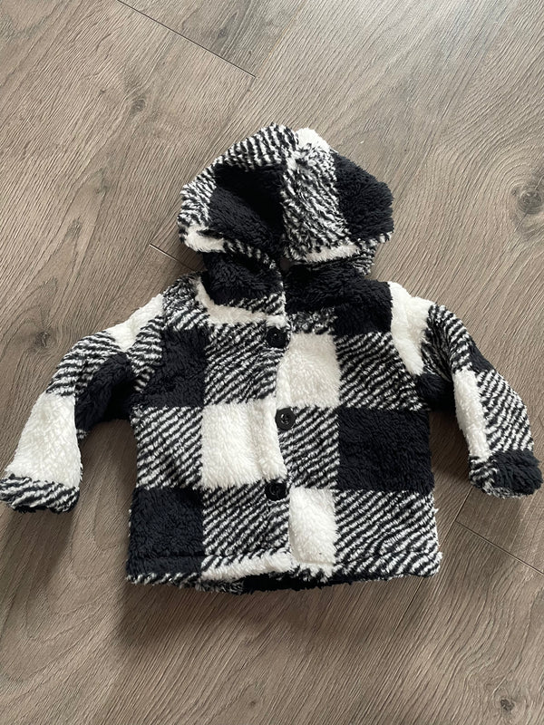 Fluffy Checked Fleece Jacket (6-9mths)