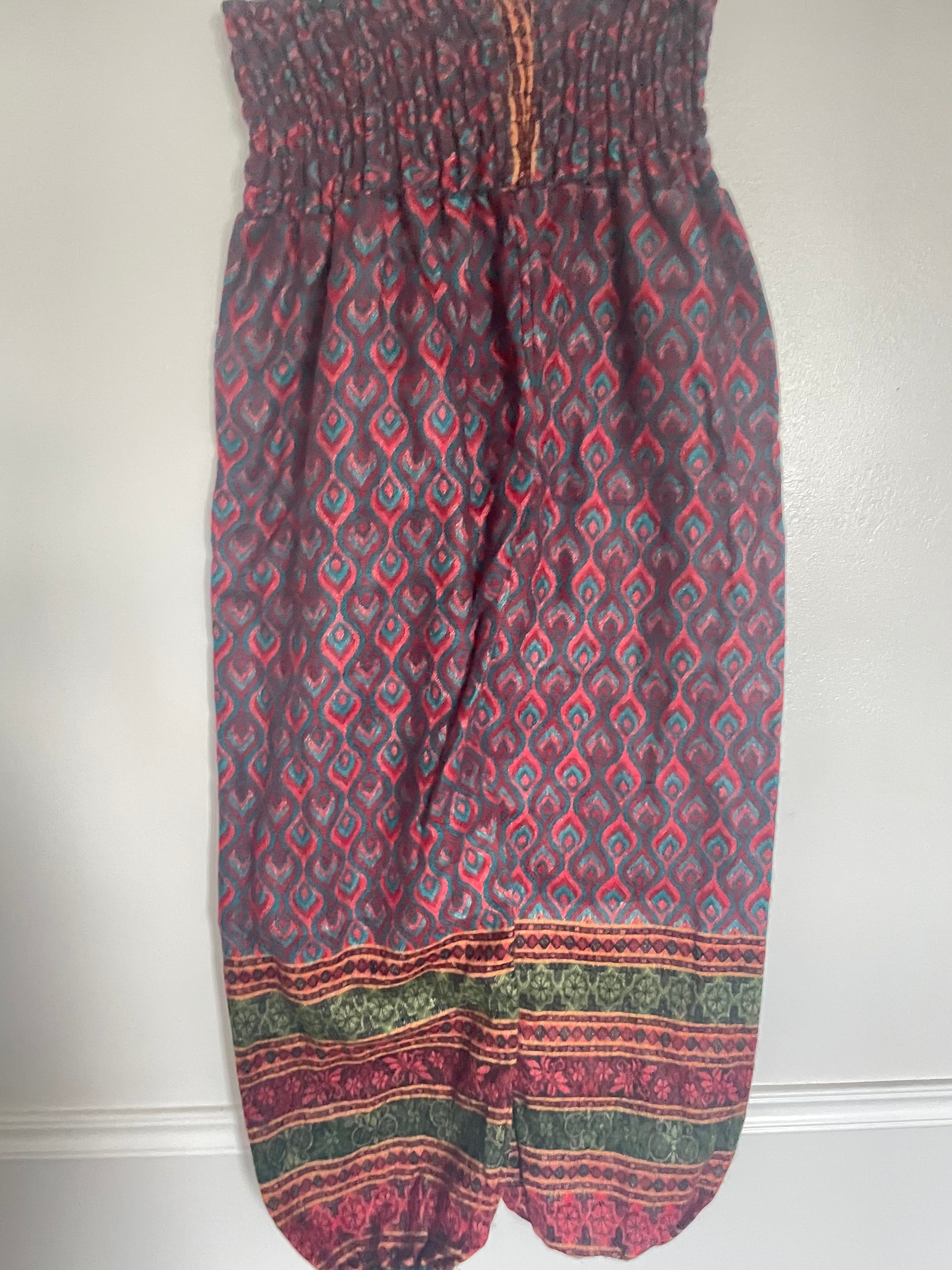 Snuggly Red/Turquoise Diamond Cashmelon Trousers, 26-48” Waist