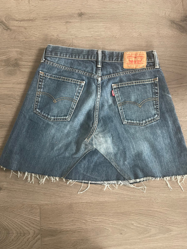 Vintage Up-cycled Levi's 514 Skirt, Blue, Waist 34" Length 17.5"