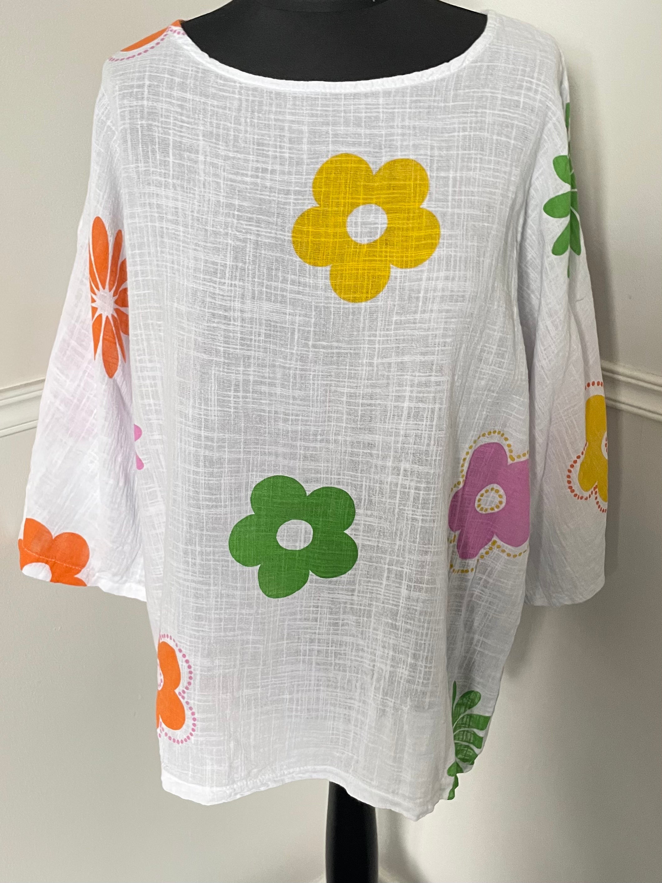 White Hippy Floaty Flower Top