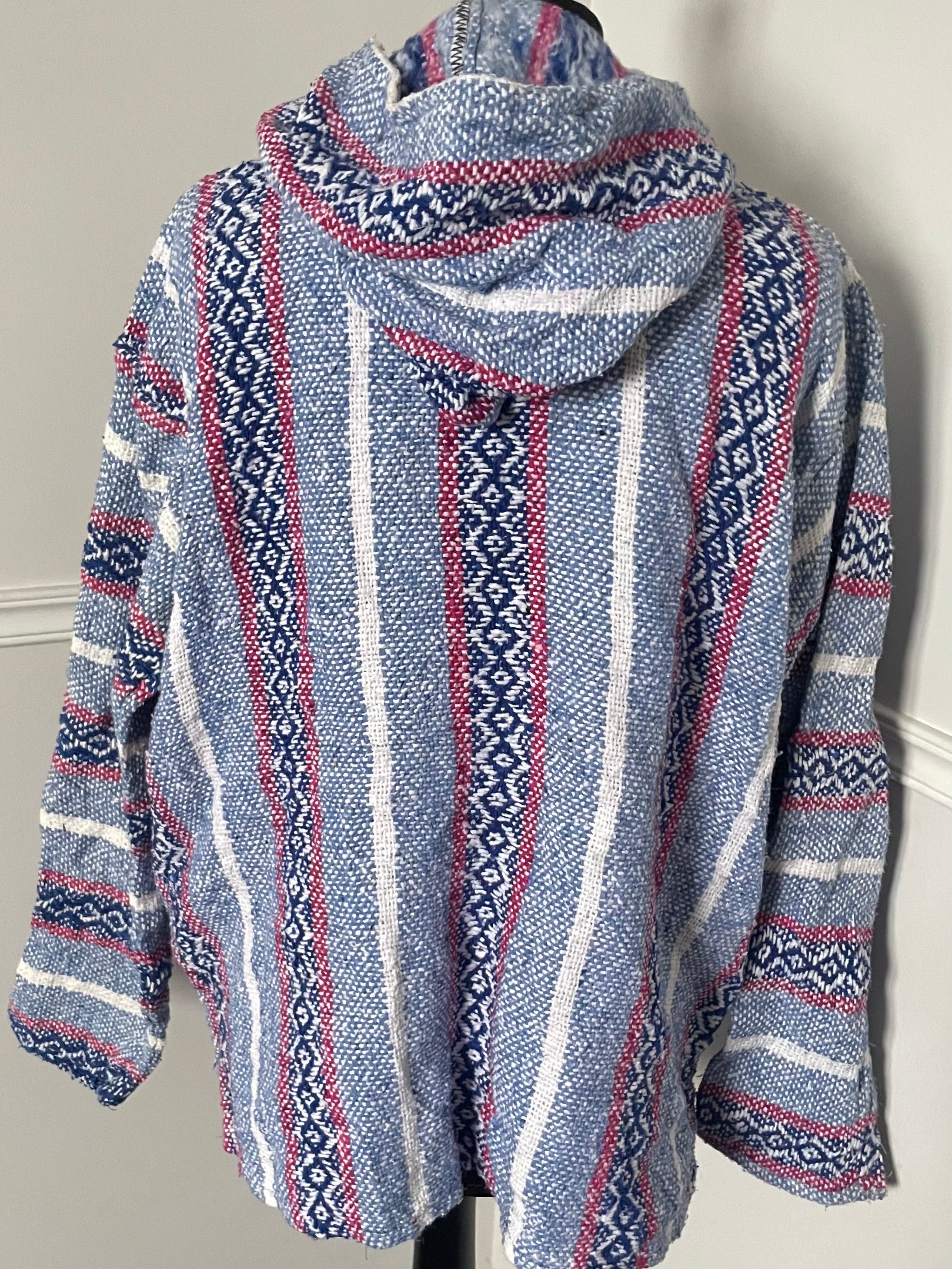 Light Blue/Pink Stripe Baja Hoodie, XL
