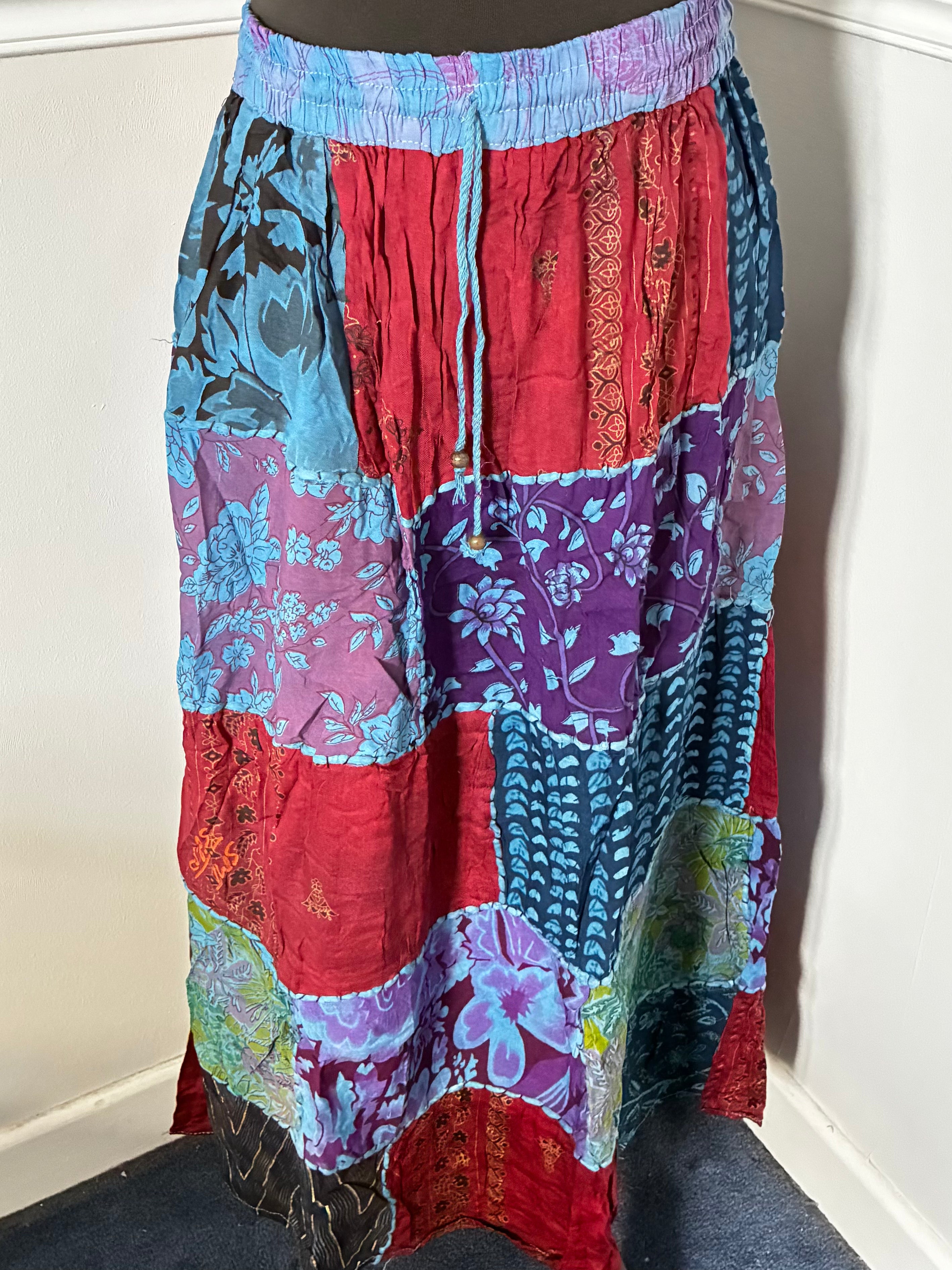 Blue/Red Patchwork Skirt