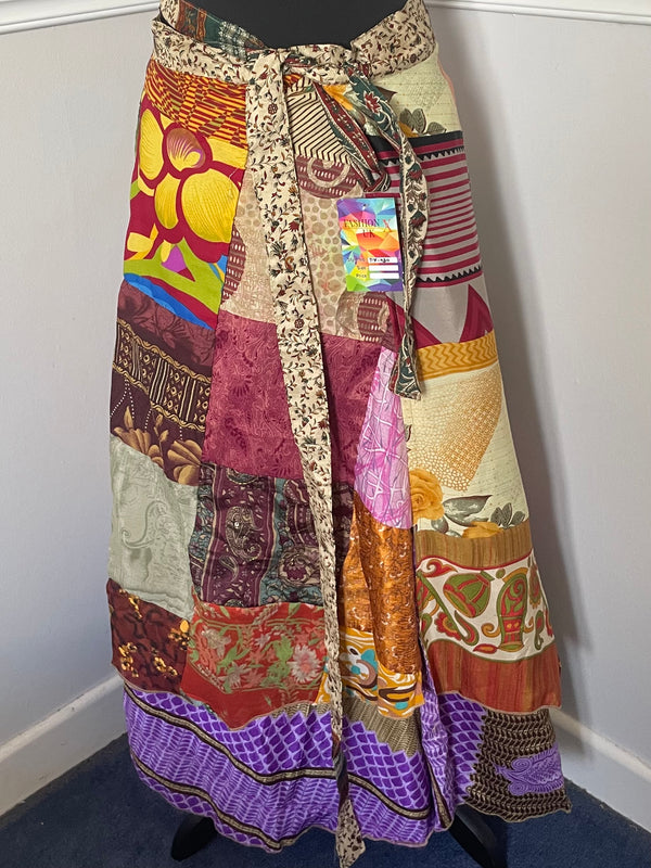 Saree Patchwork Wrap Skirt