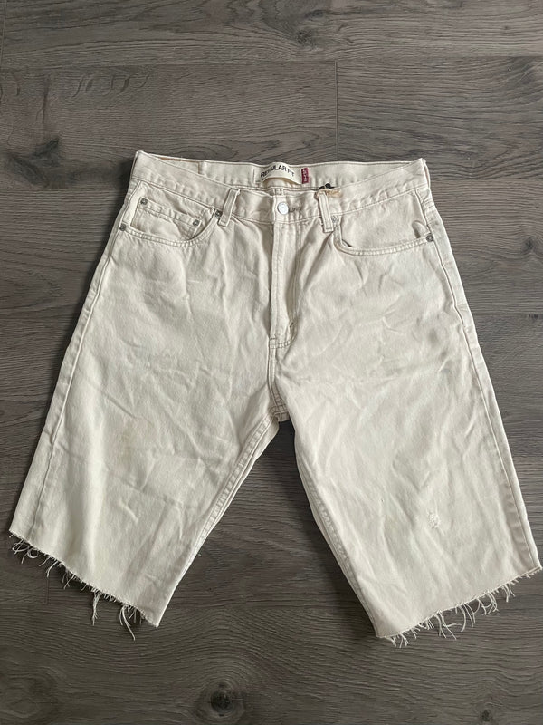 Vintage Up-cycled Levi's 505 Shorts, Beige, W34 L13