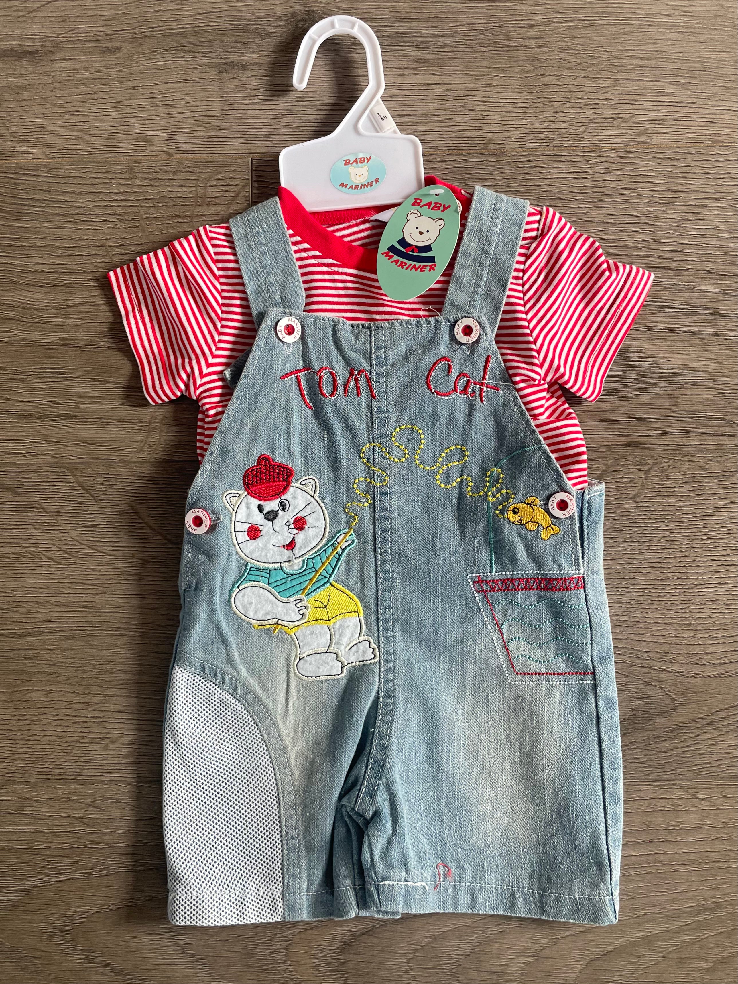 2 piece denim dungarees set (3-6 mths)