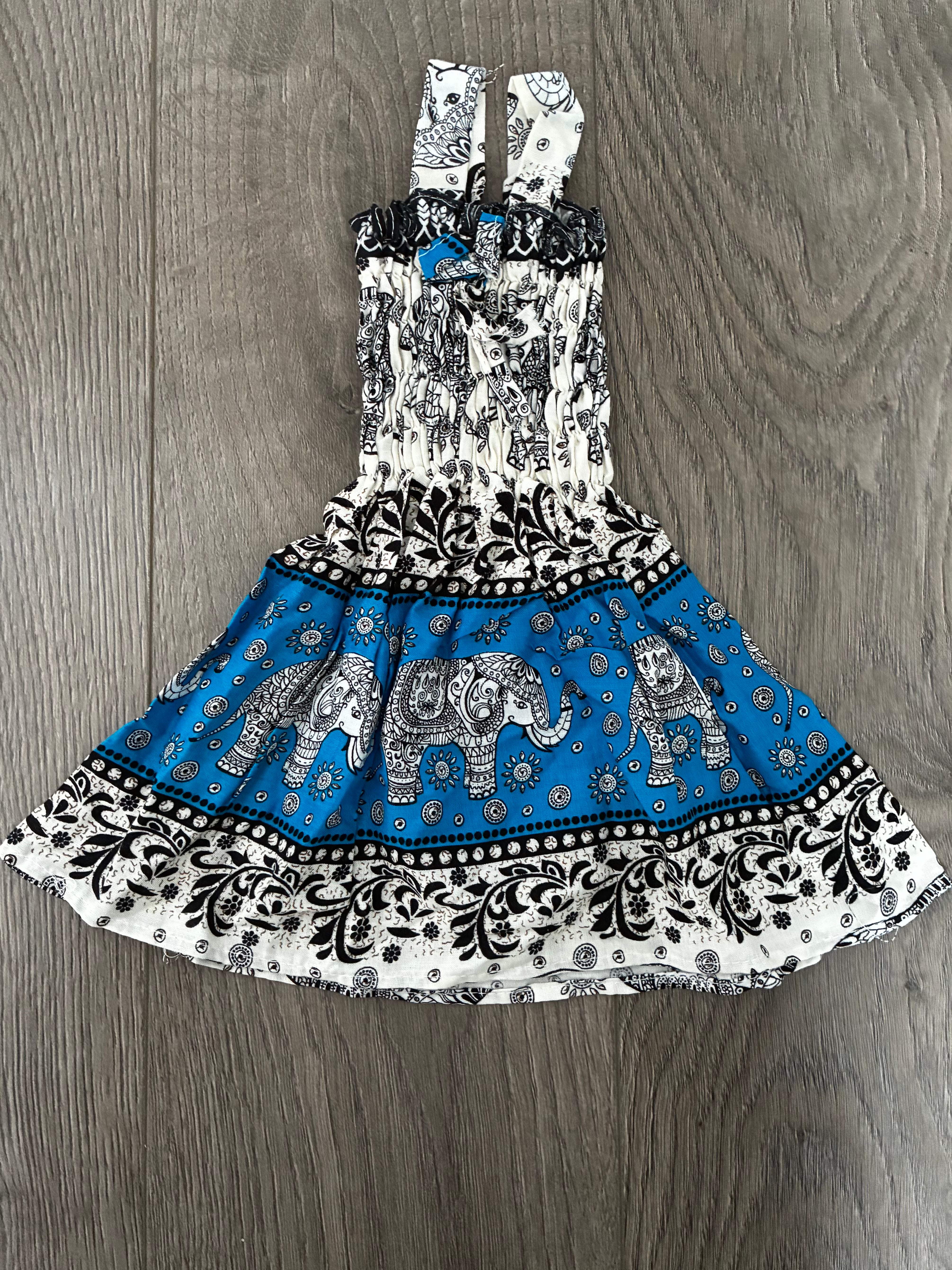 Turquoise Elephant Dress (6-12mths ish)