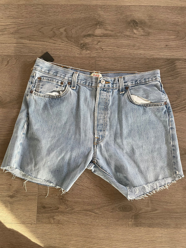 Vintage Up-cycled Levi's 501 Shorts, Light Blue, W35 L5.5