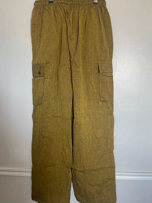 Olive Green Cotton Cargo Trousers, XL