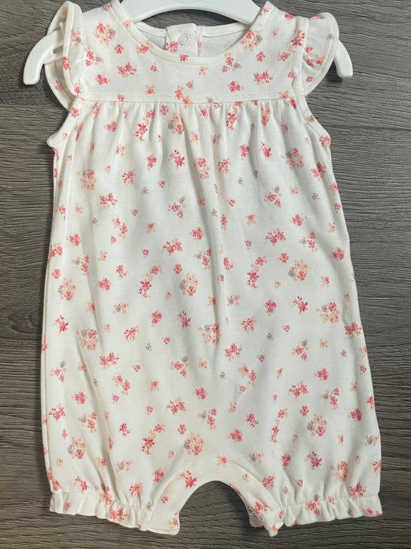 Peach Flower Romper (0-3 mths)