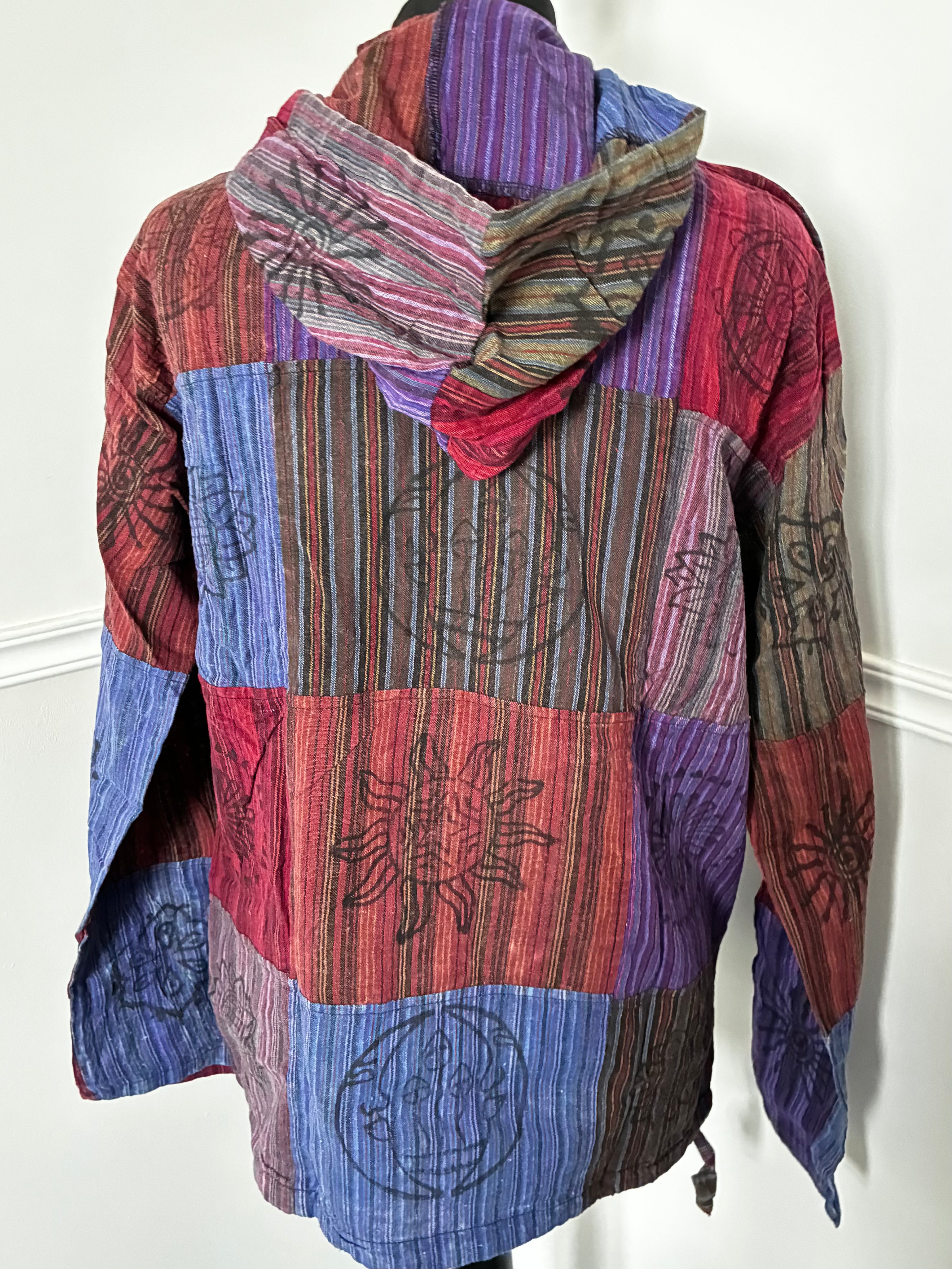 Patchwork Multi Hooded Shirt, S/M