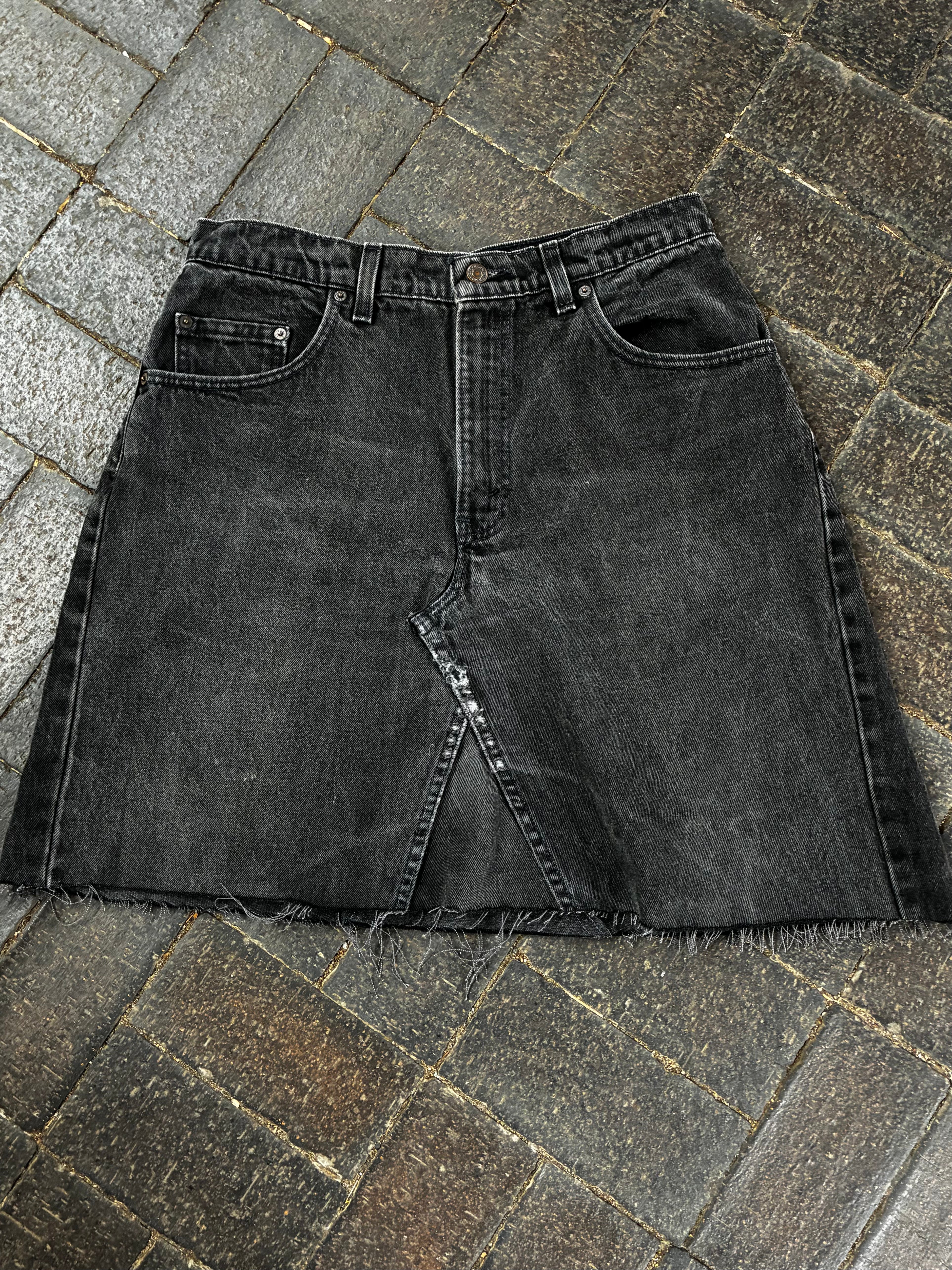 Vintage Up-cycled Levi's 560 Skirt, Black, Size 12
