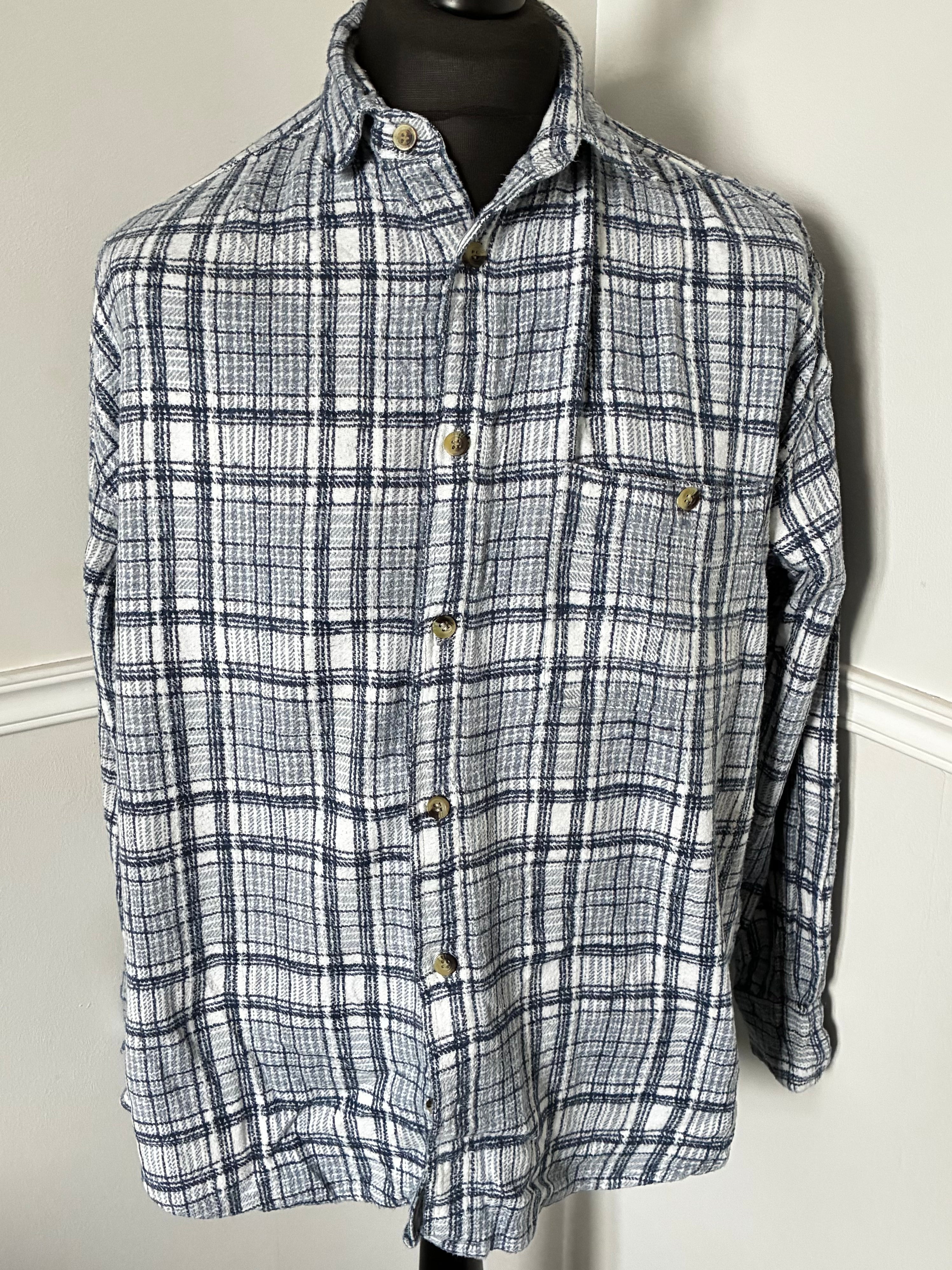 Thick Blue/White Checked Flannel, XL