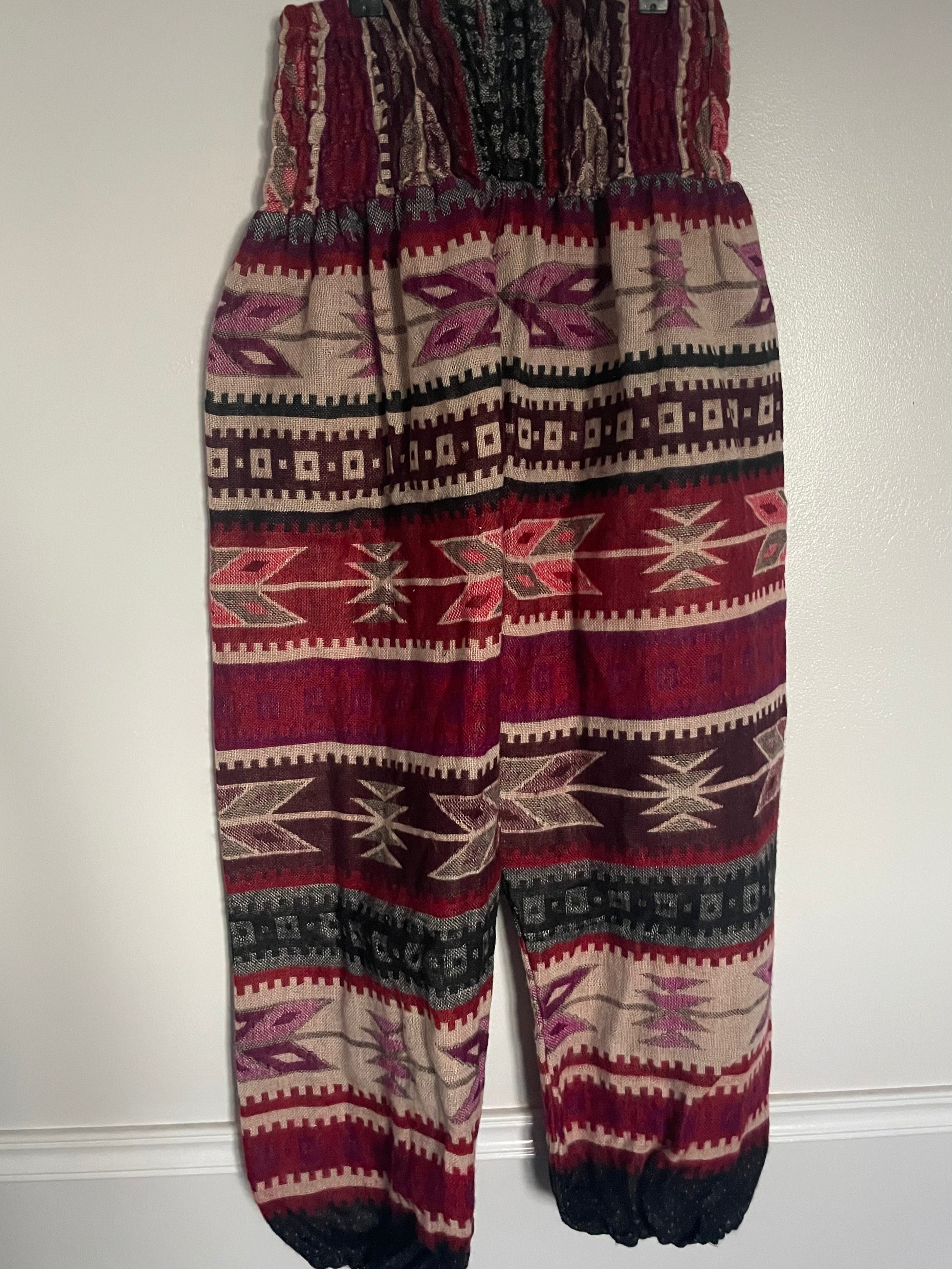 Snuggly Lilac/Red Aztec Cashmelon Trousers, 24-48” Waist