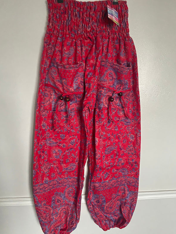 Snuggly Red Paisley Cashmelon Trousers, 24-50” Waist