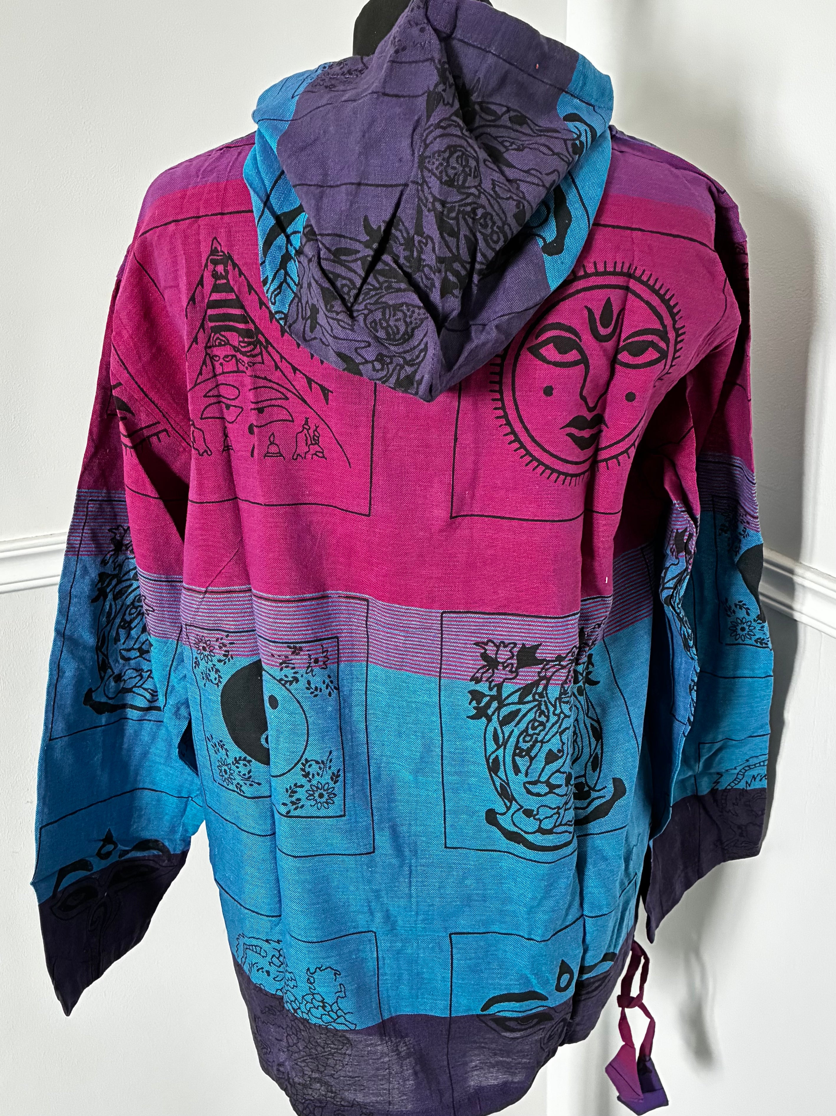 Patchwork Multi Hooded Shirt, XXL