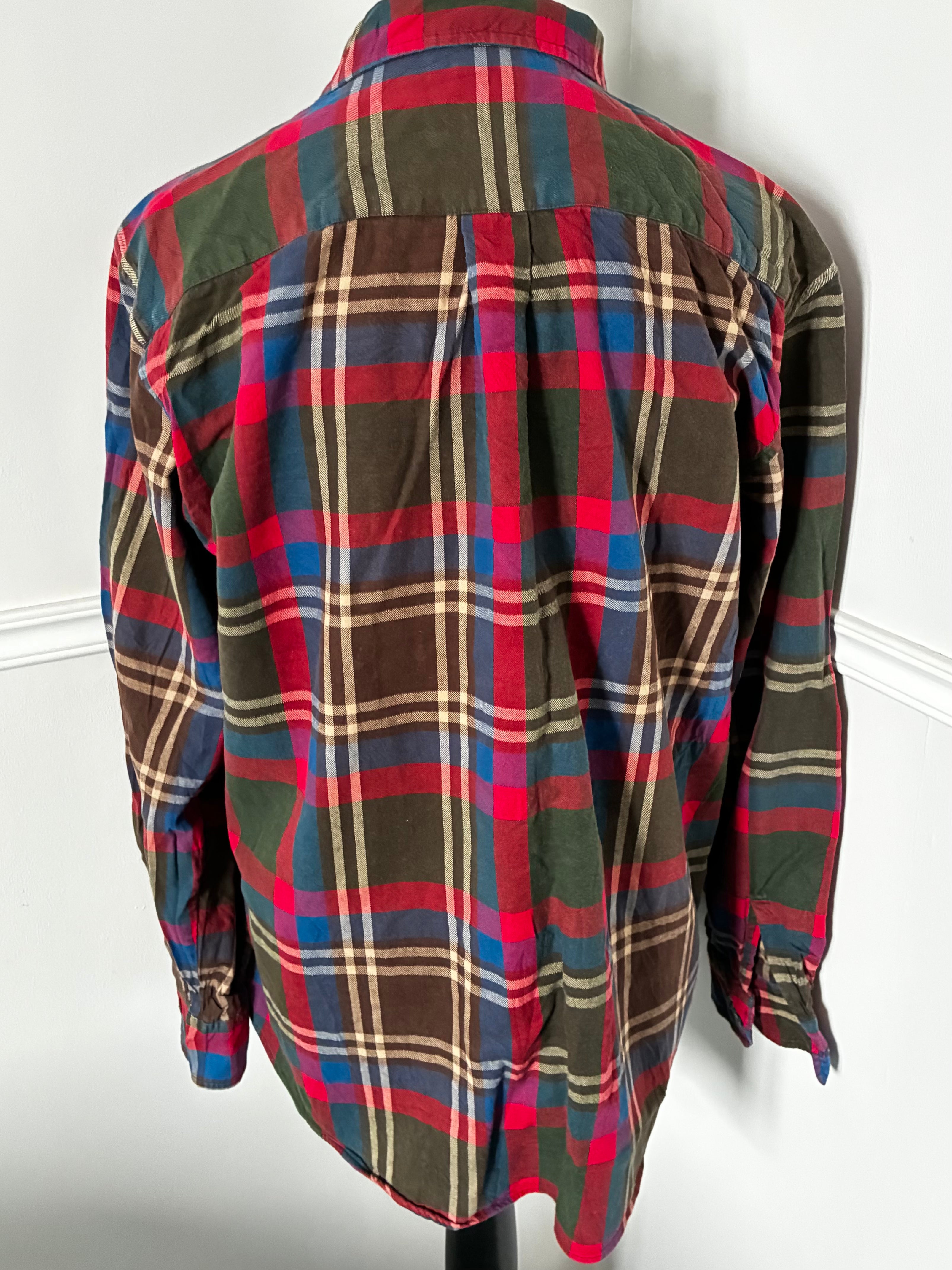 Thin Brown/Red/Blue Checked Flannel, XL