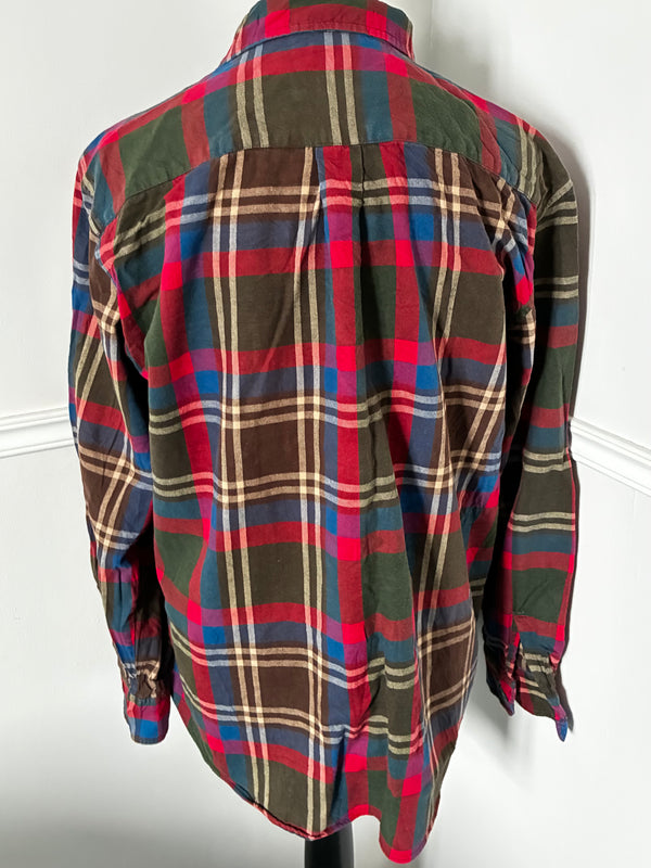 Thin Brown/Red/Blue Checked Flannel, 50" chest