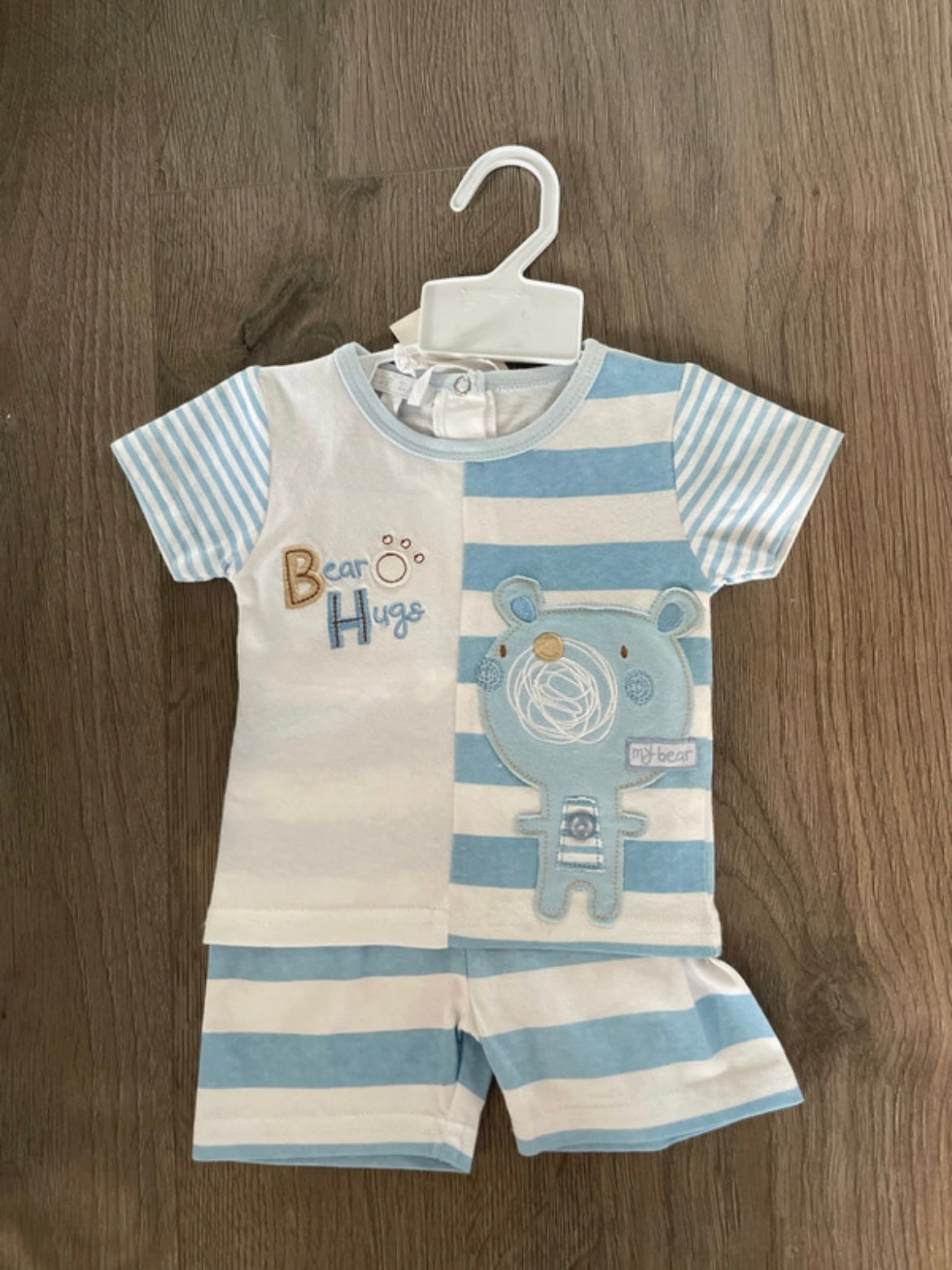 Blue/White striped short set (0-3 mths)