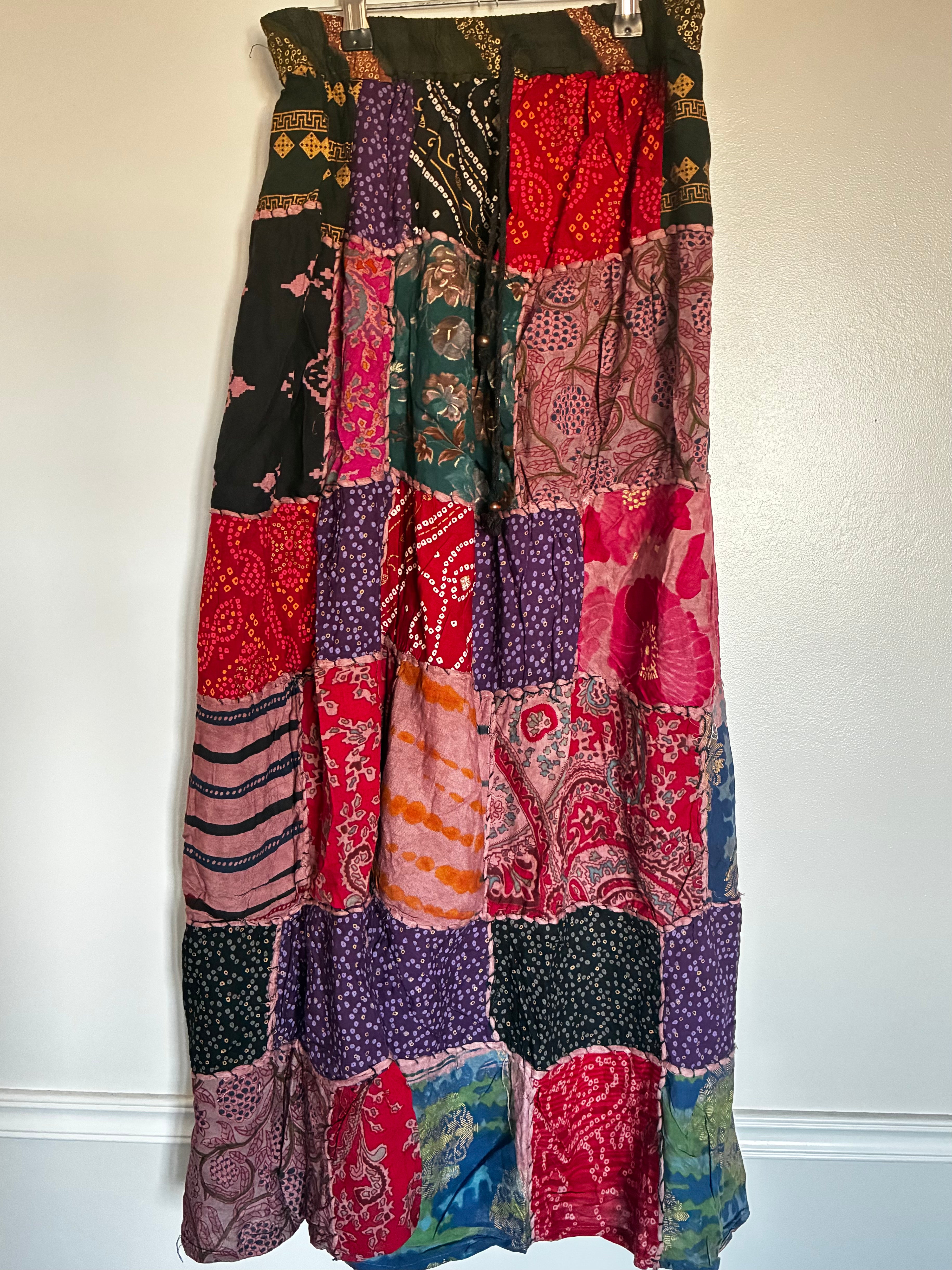 Red/Black Patchwork Skirt