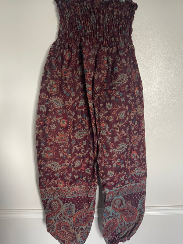 Snuggly Burgundy/Turquoise Paisley Cashmelon Trousers, 26"-47” Waist