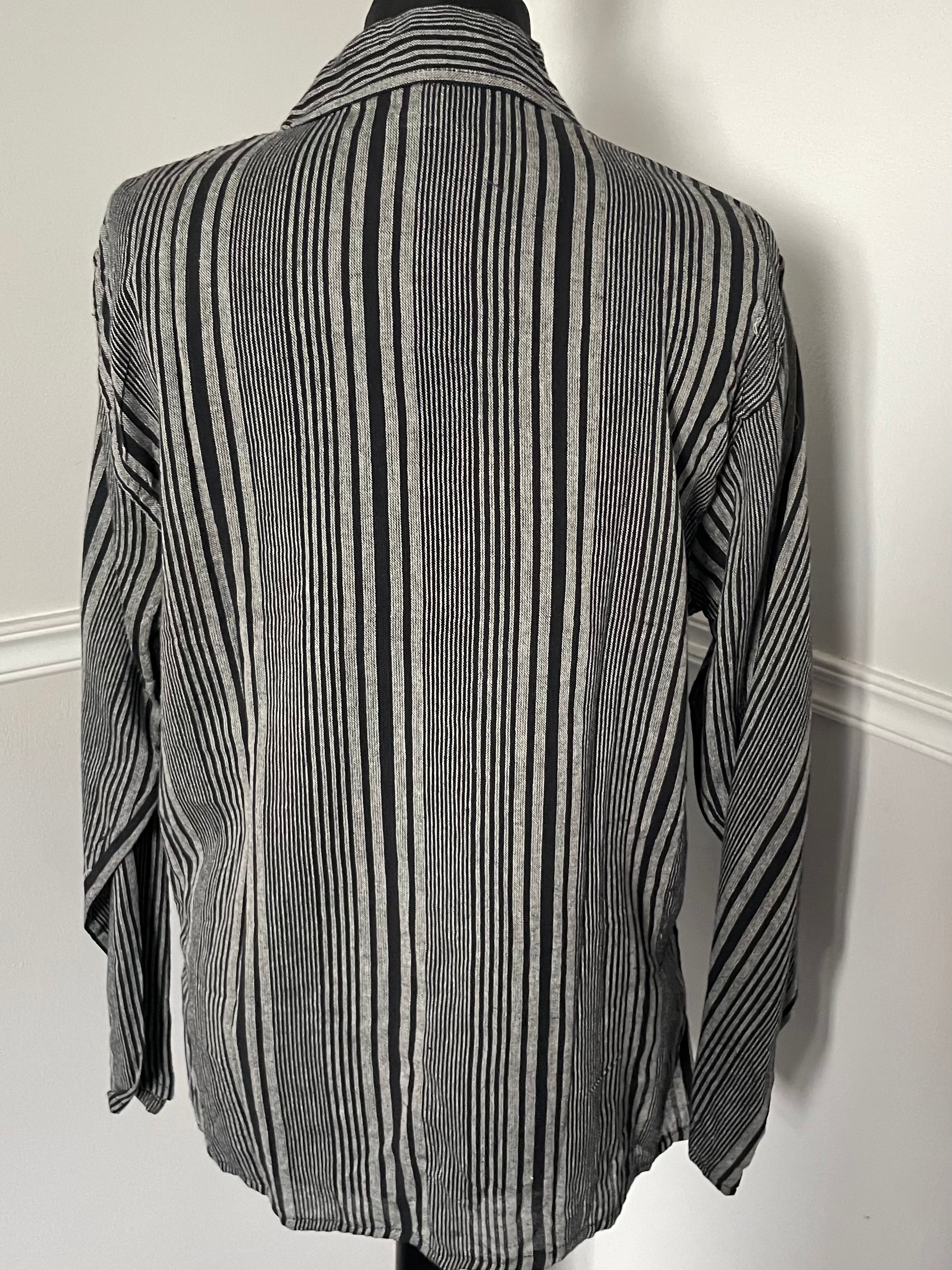 Black/Grey Stripe Cotton Shirt, XL