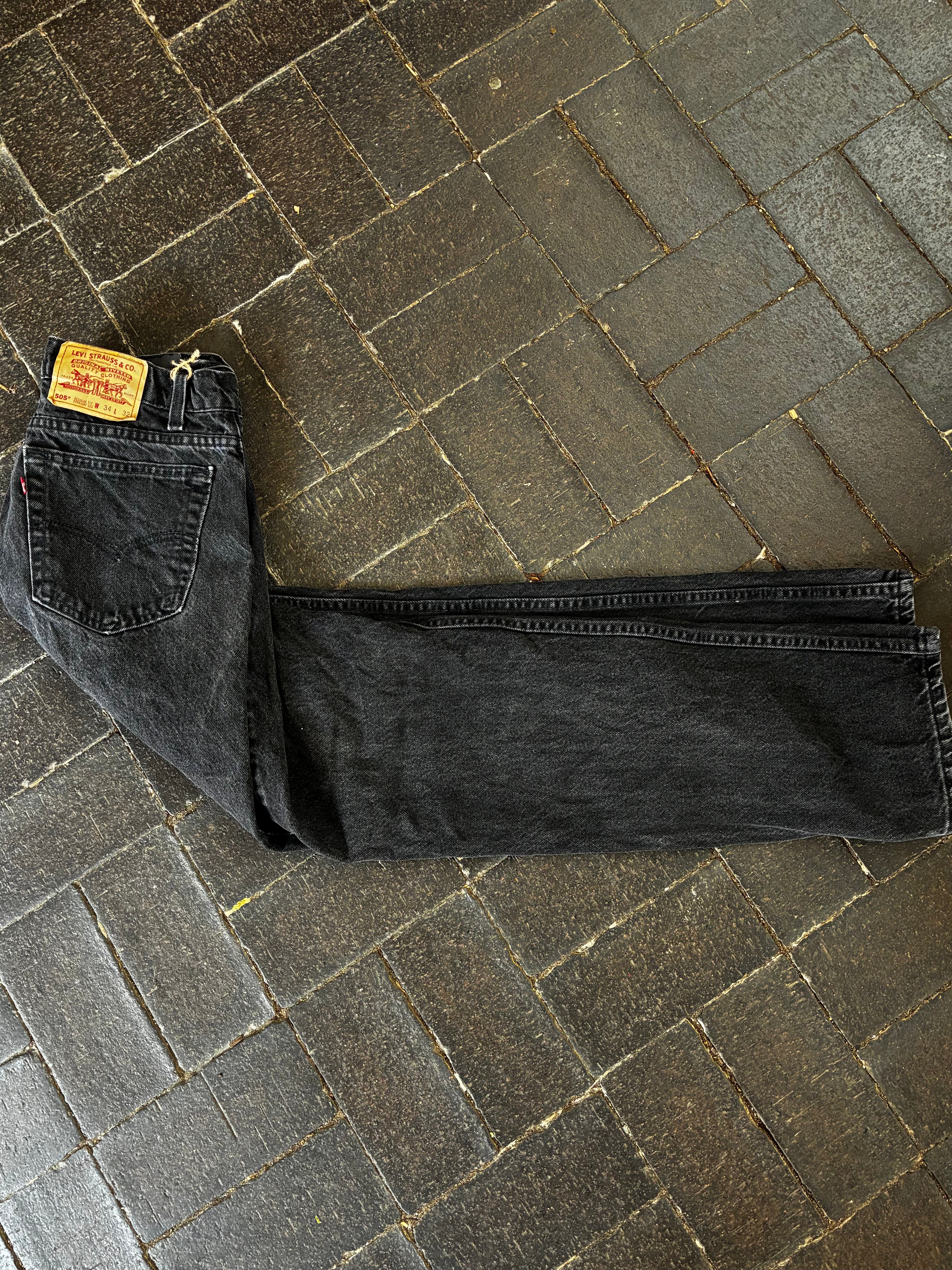 Vintage Levi's 505, Black, Label - W34, L32, Actual Size - W32, L32