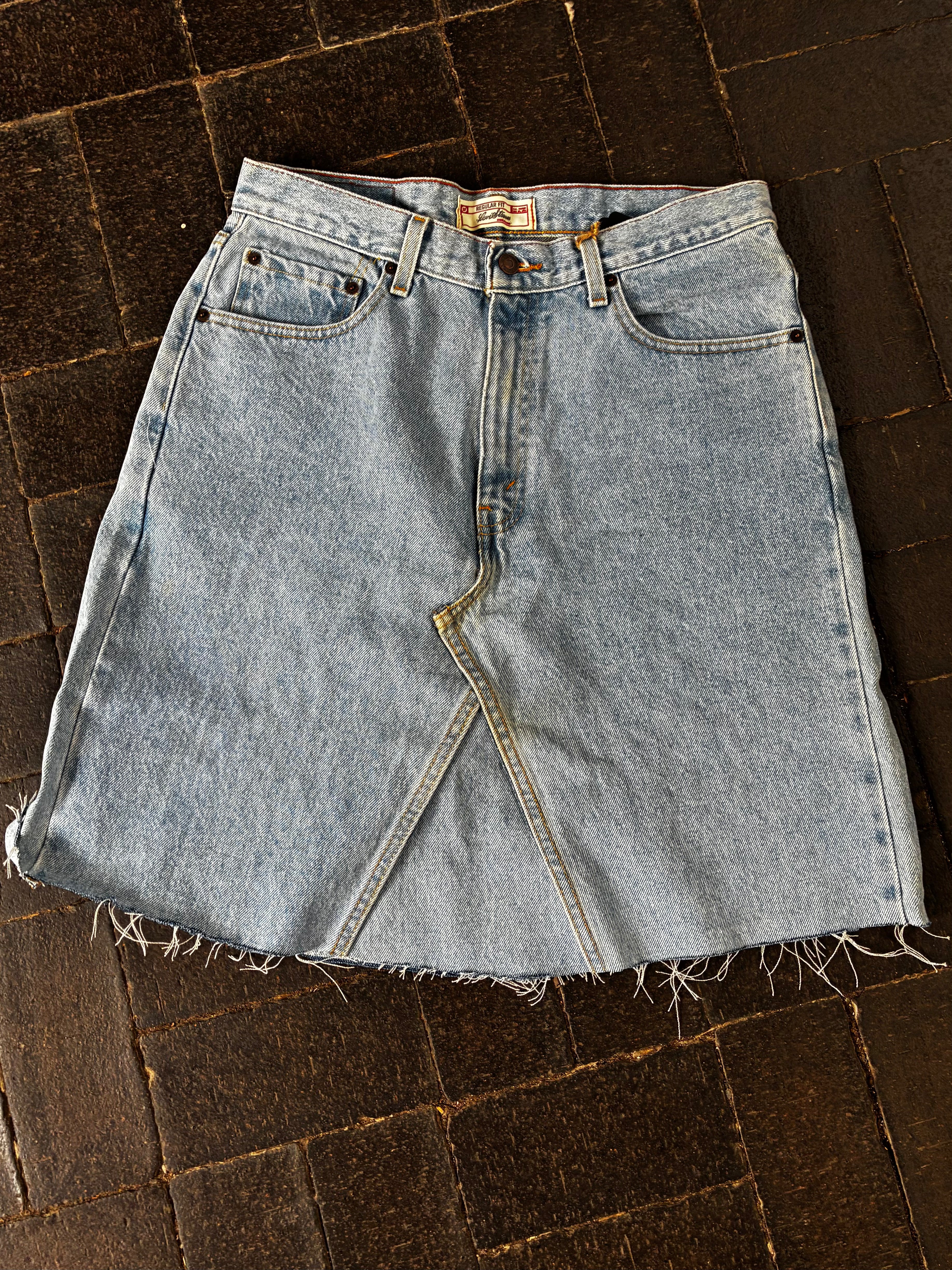 Vintage Up-cycled Levi's Skirt, Light Blue, Size 14