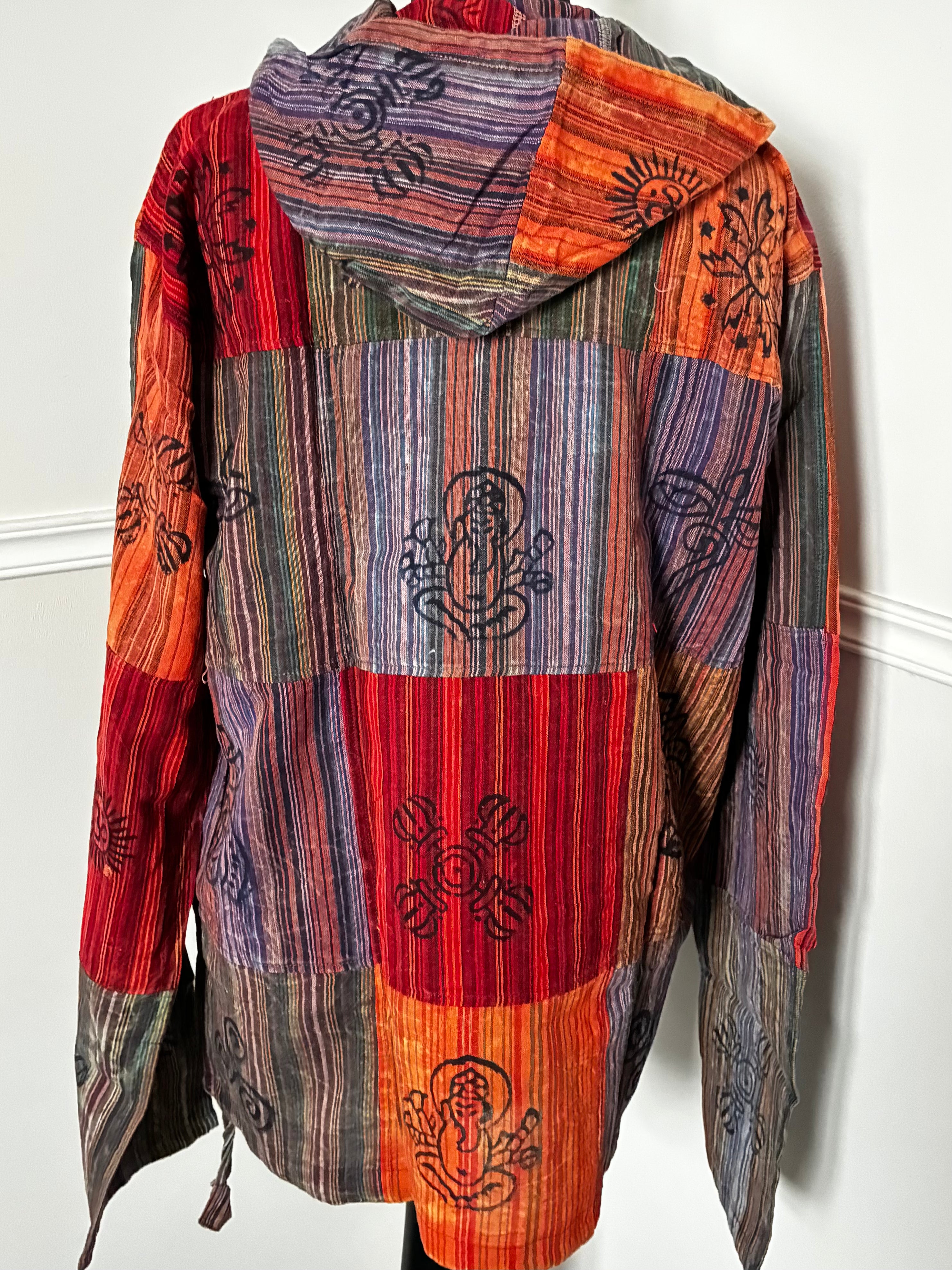 Patchwork Multi Hooded Shirt, XXL