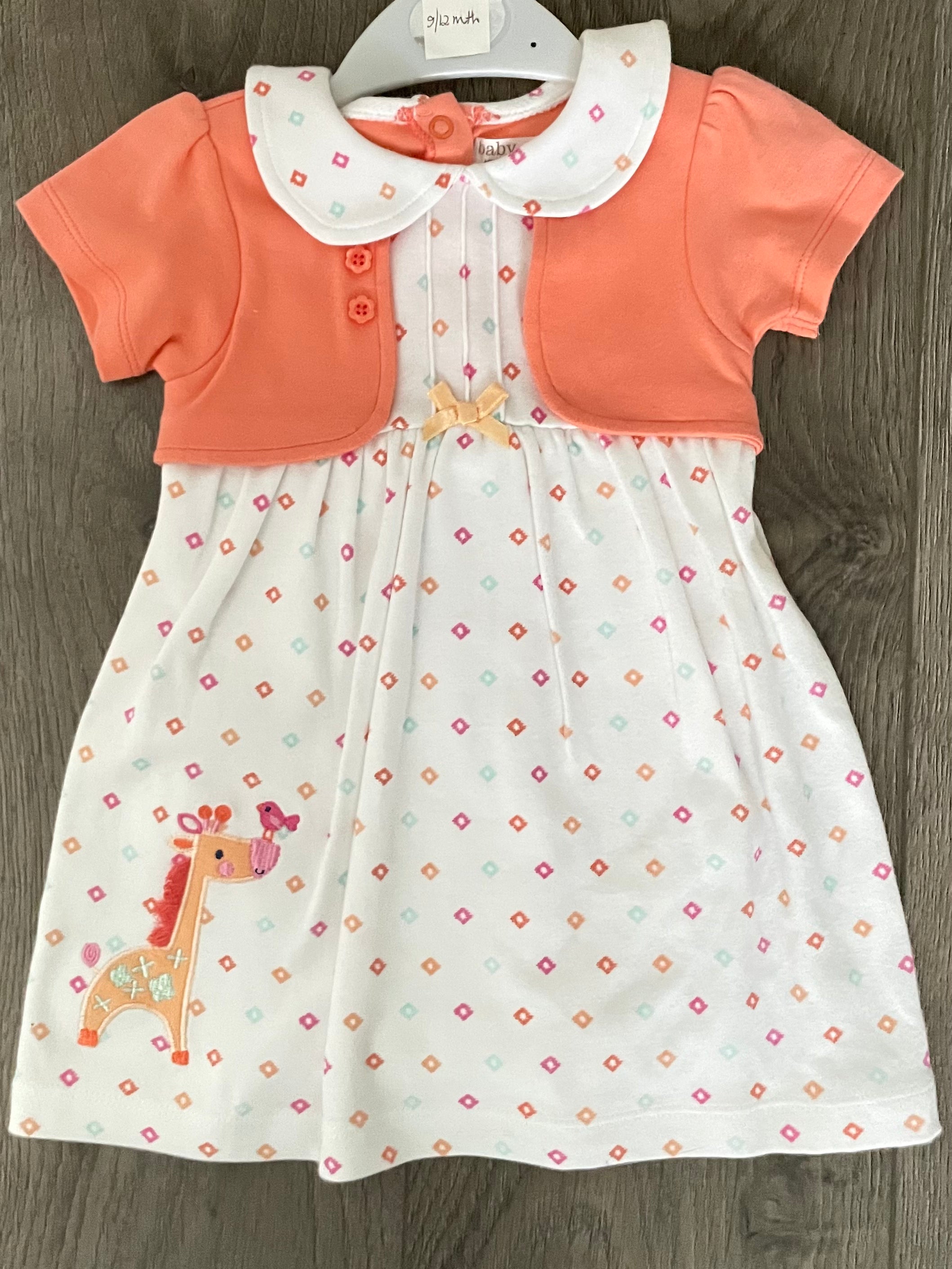 White Dress with Peach Jacket attached (9-12mths)