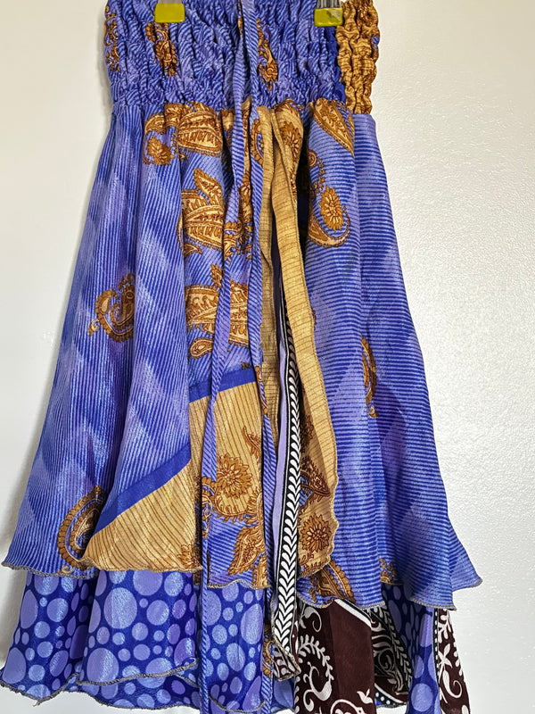 Sari Silk Layered Skirt/Dress, M