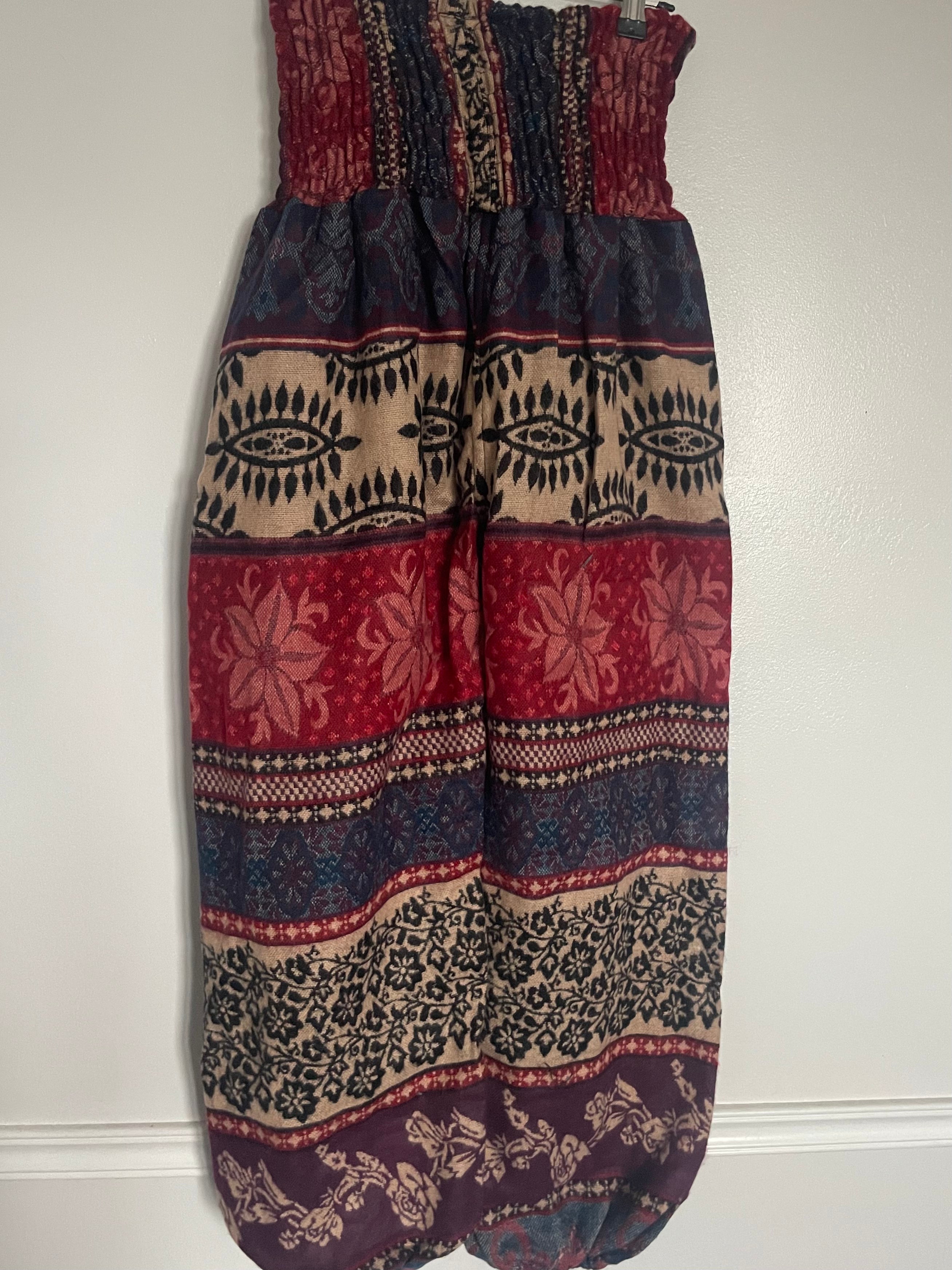 Snuggly Red/Purple Flowers Cashmelon Trousers, 24-44” Waist