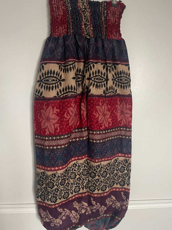 Snuggly Red/Purple Flowers Cashmelon Trousers, 24-44” Waist