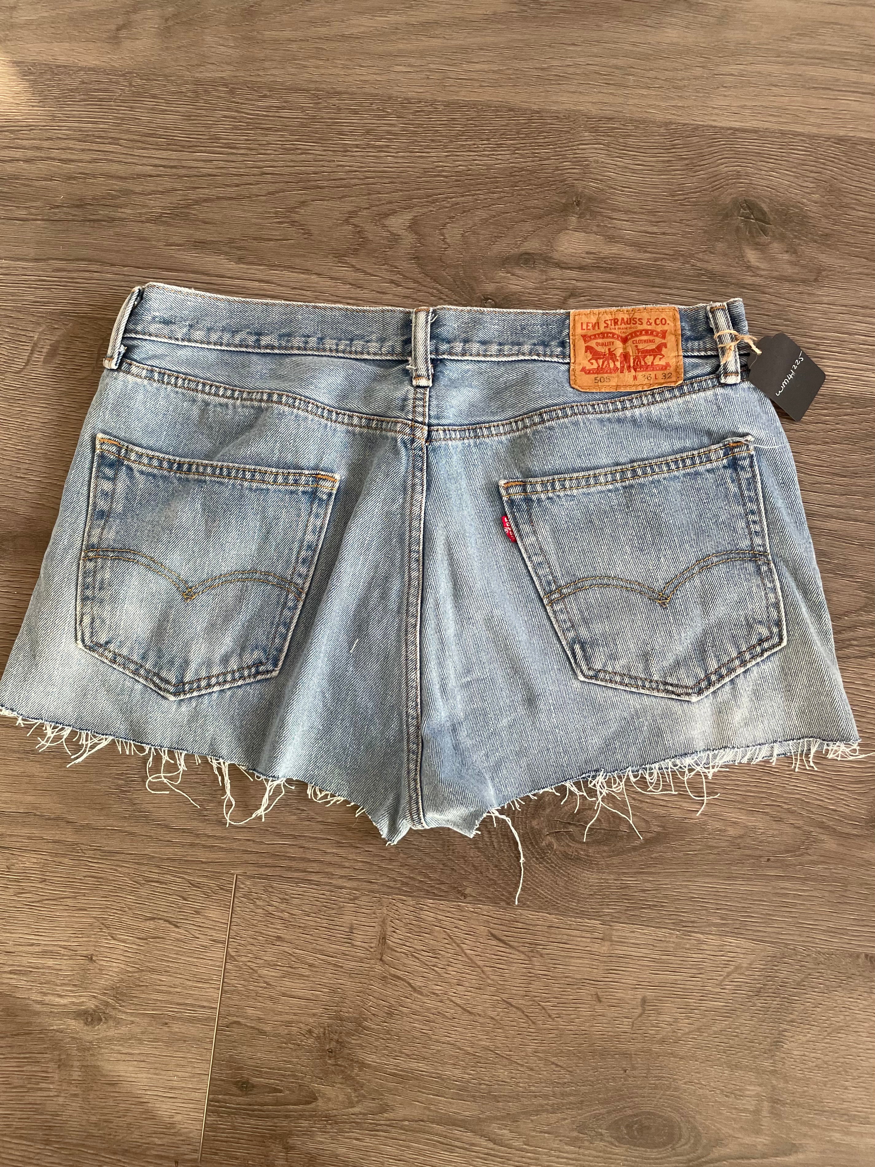 Vintage Up-cycled Levi's 505 Shorts, Blue, W37 L1