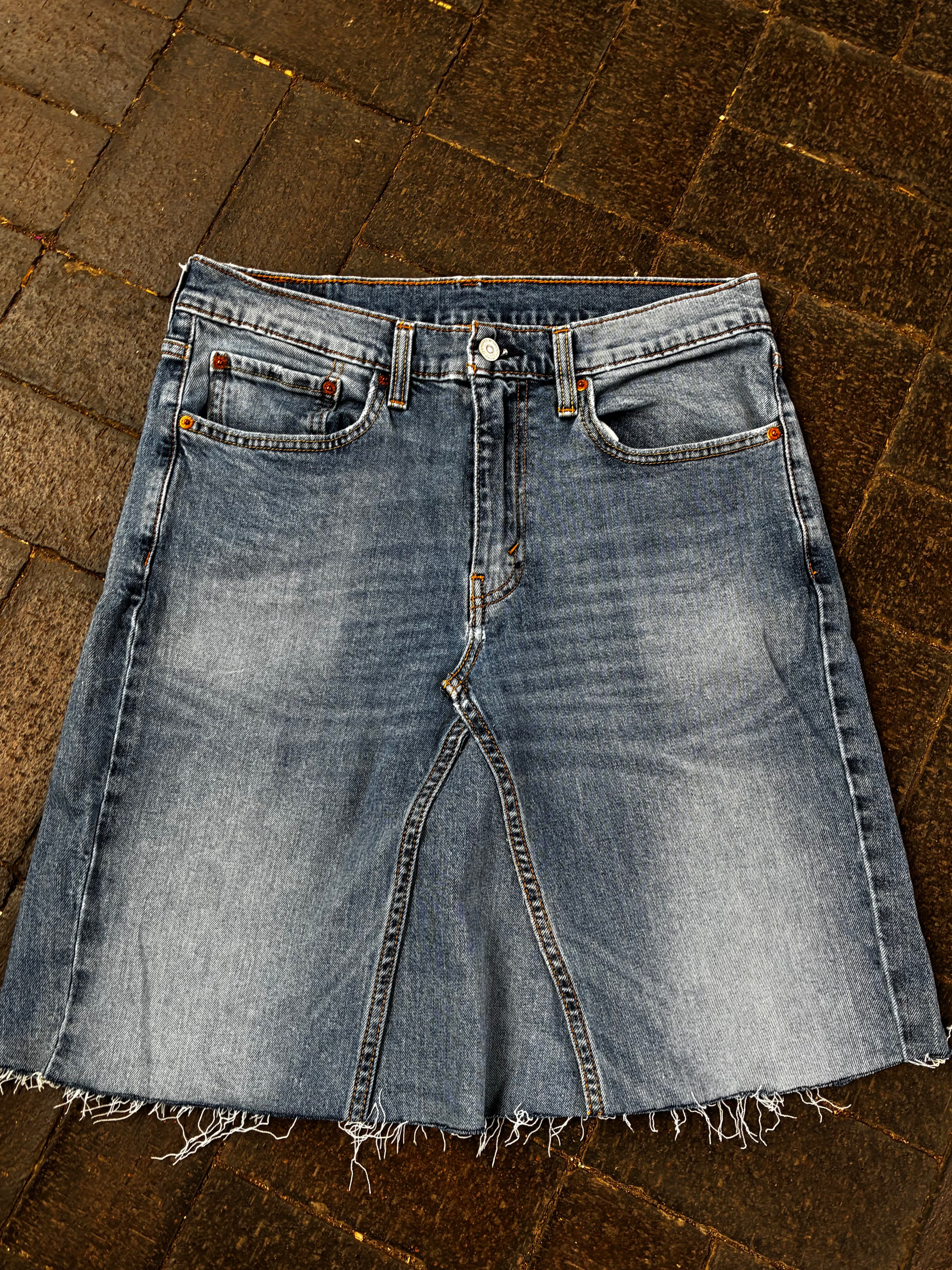 Vintage Up-cycled Levi's 514 Skirt, Blue, Size 14