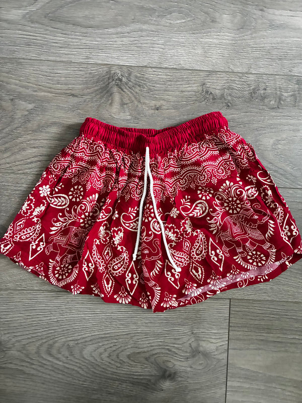Red Elephant Tie Dye Shorts