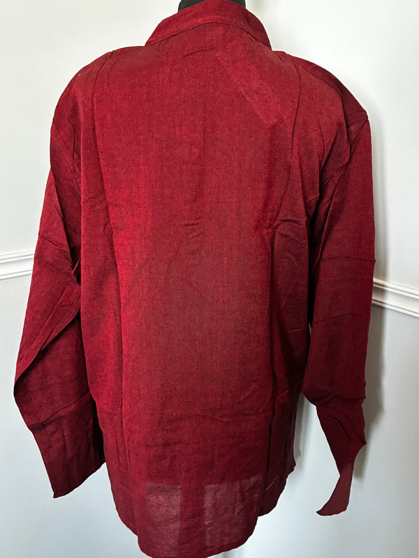 Burgundy Cotton Shirt, XXL